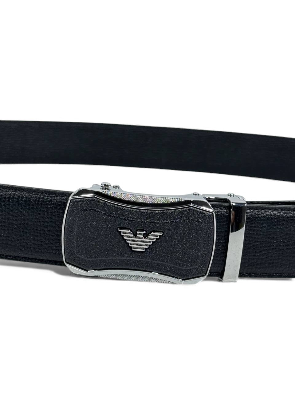 🖤 Emporio Armani Signature Buckle Leather Belt – 125cm 🩶✨