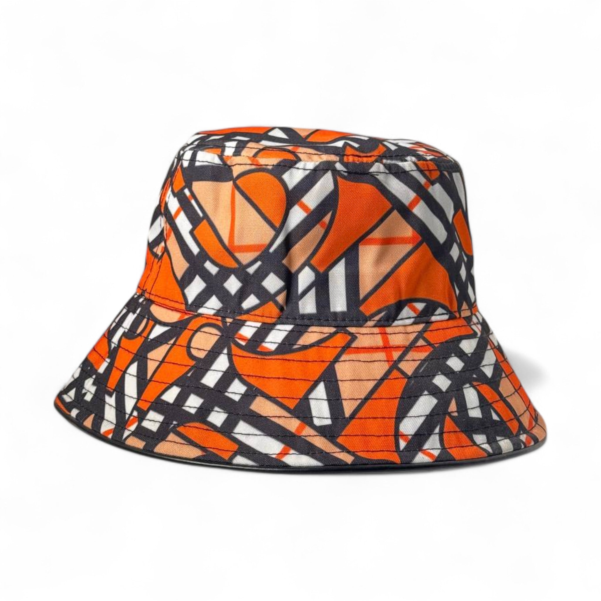Burberry Graffiti Print Bucket Hat – Orange Geometric Street Style