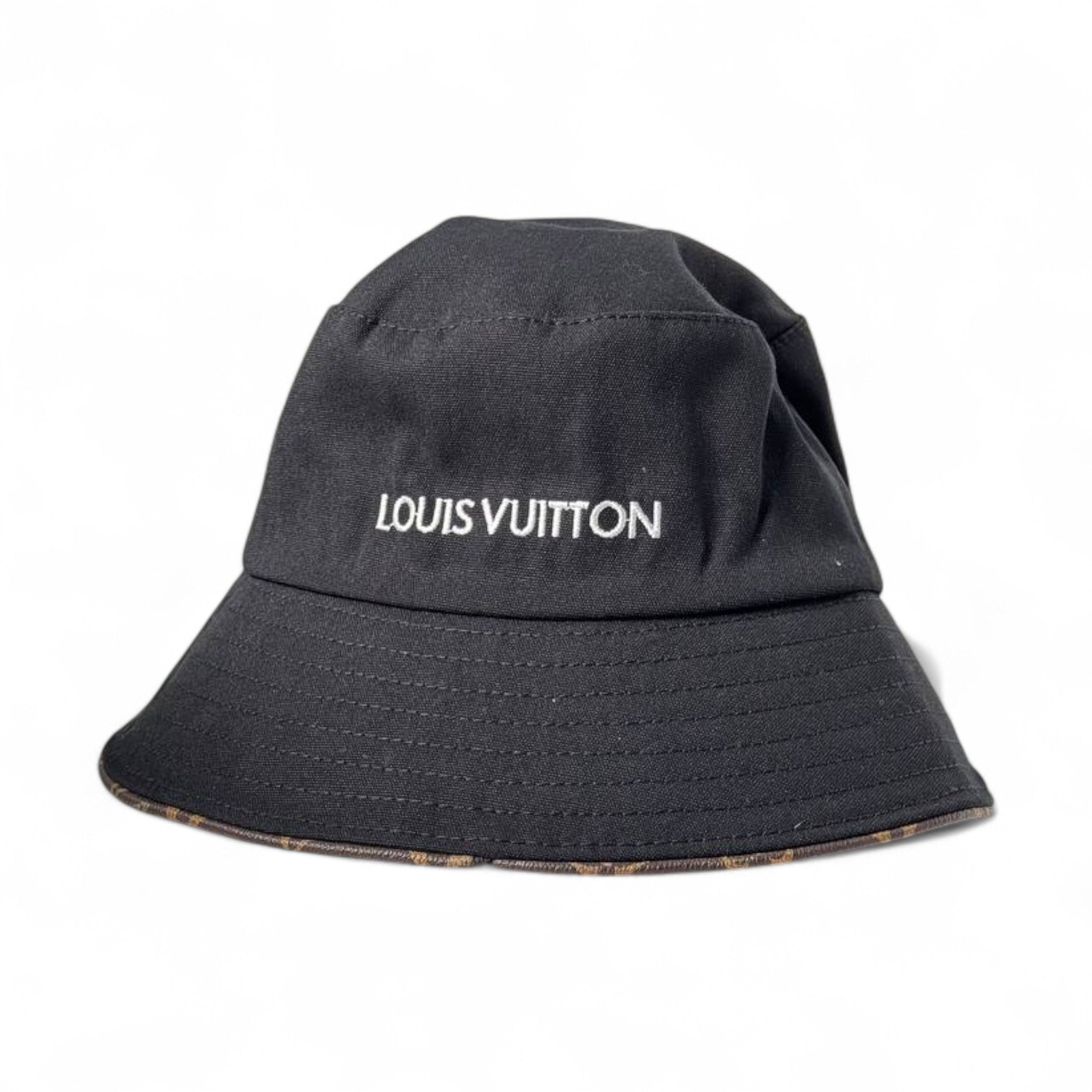 Louis Vuitton Signature Bucket Hat – Black with Classic Monogram Brim Detail
