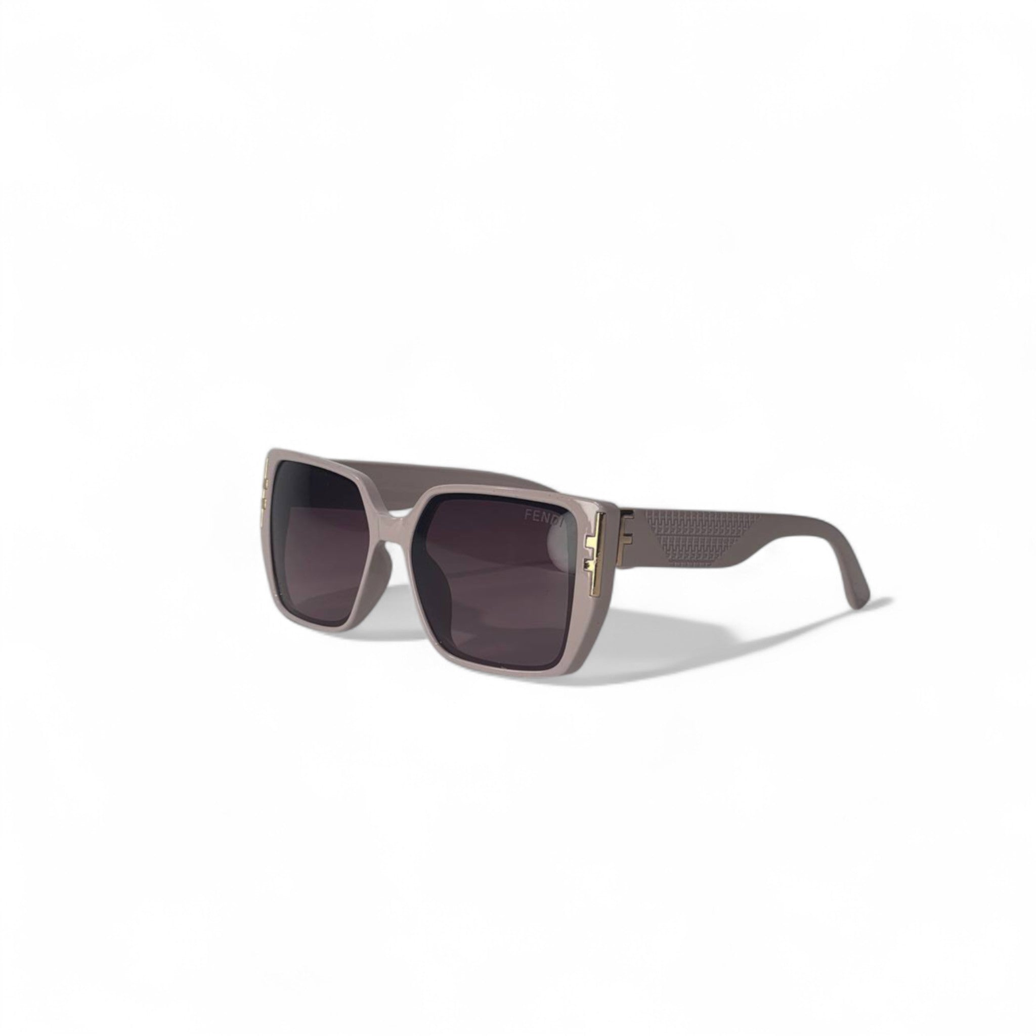 Fendi Square Frame Sunglasses – Taupe & Gold Designer Eyewear 🖤🕶️
