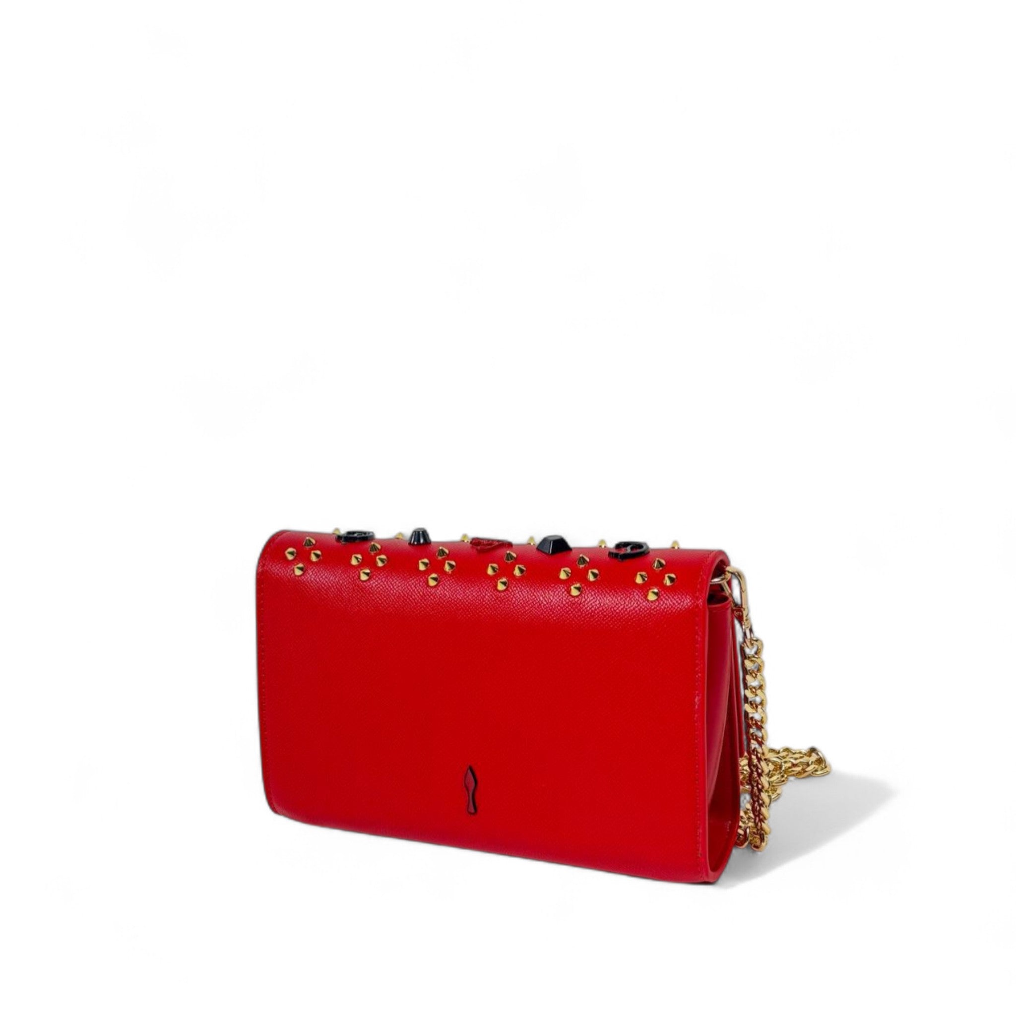 Christian Louboutin Red Studded Crossbody Bag – Gold Chain & Signature Spikes ❤️✨