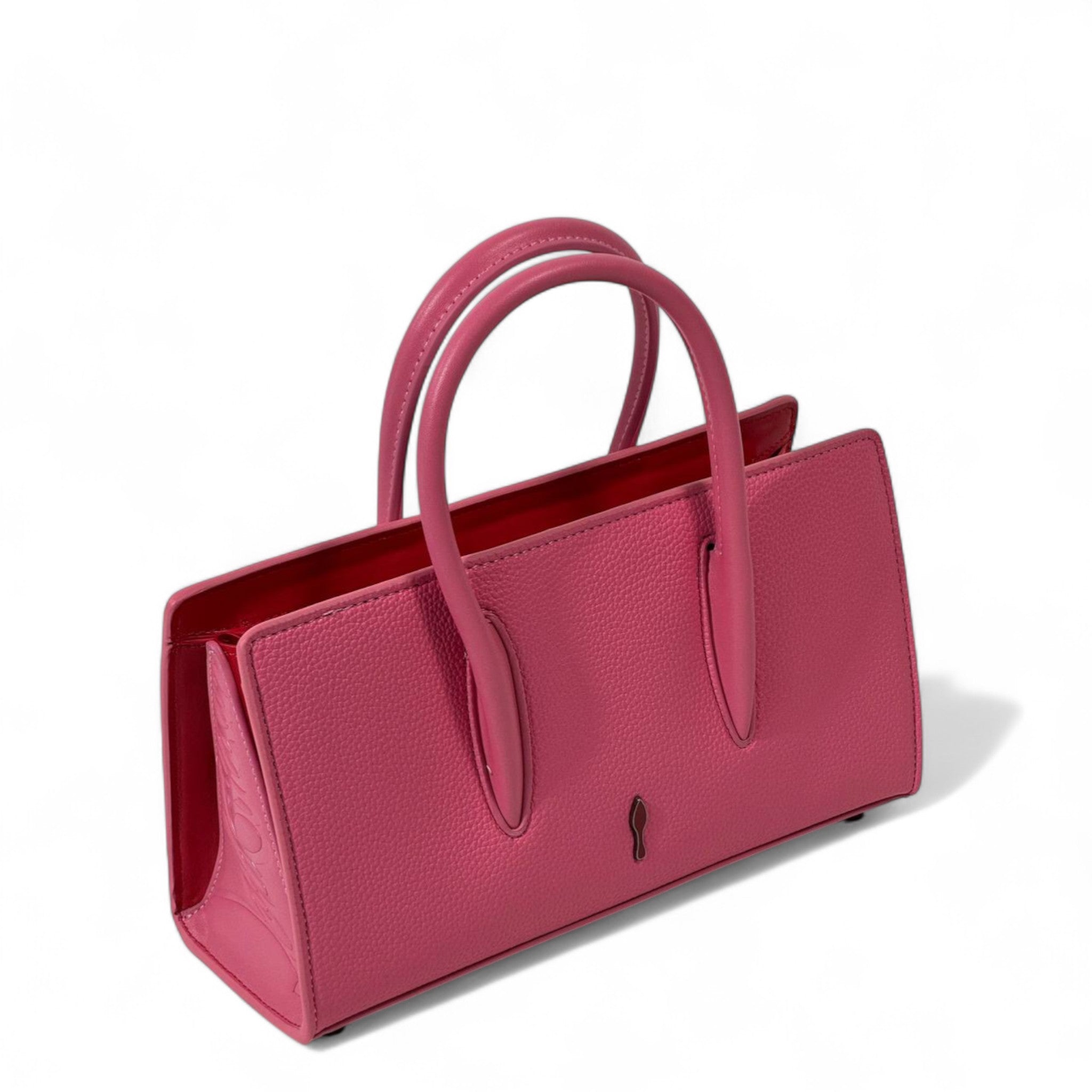 Christian Louboutin Pink Cabata Tote – Embossed Stud Leather with Red Interior 💖🔥