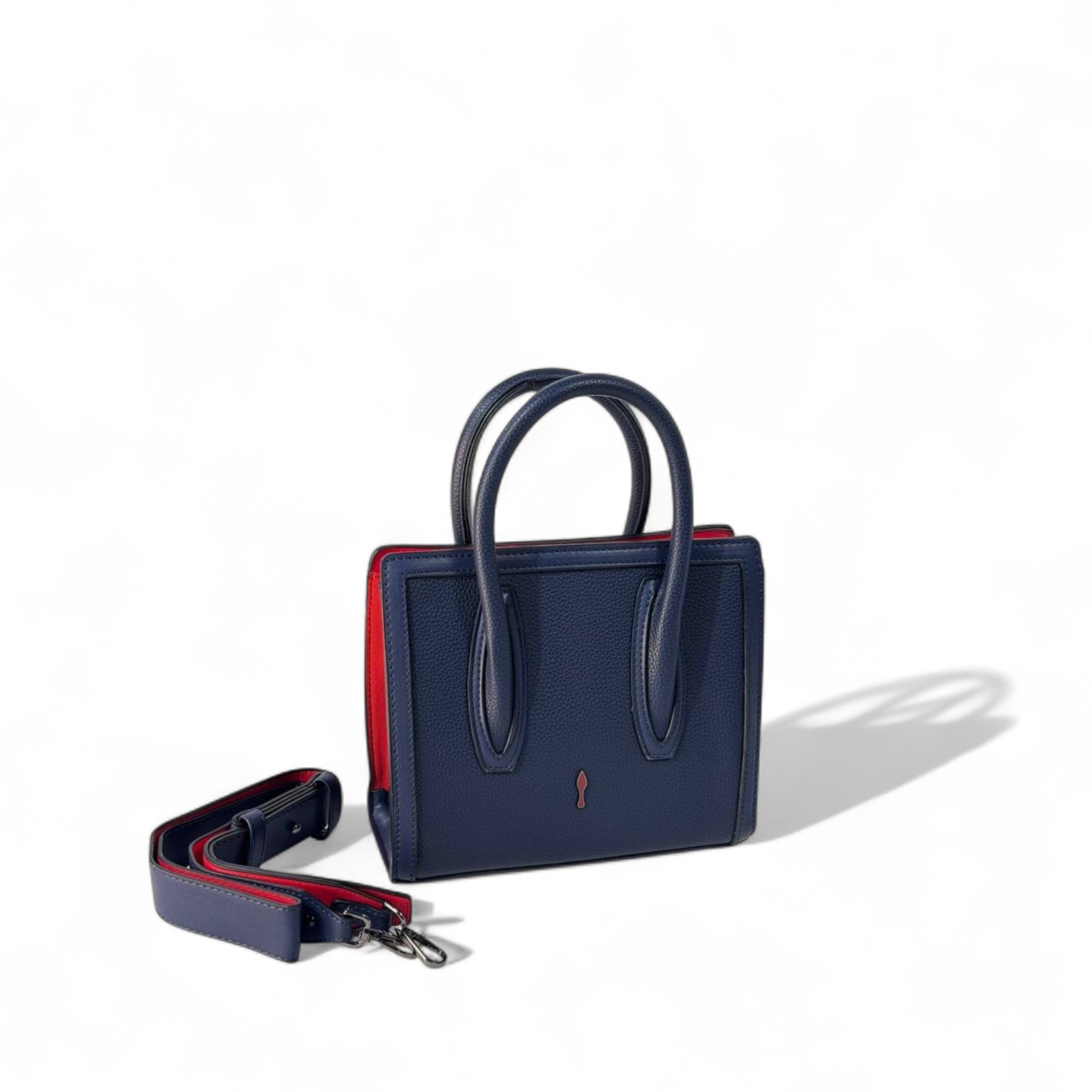 Christian Louboutin Mini Cabata Tote – Midnight Blue with Black Spikes & Red Interior 🌌🔥