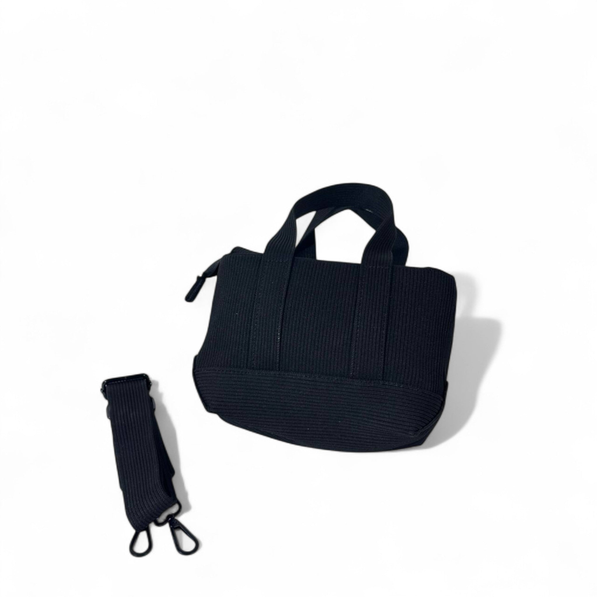 Alexander Wang Mini Tote – Ribbed Black Canvas with Logo Strap 🖤