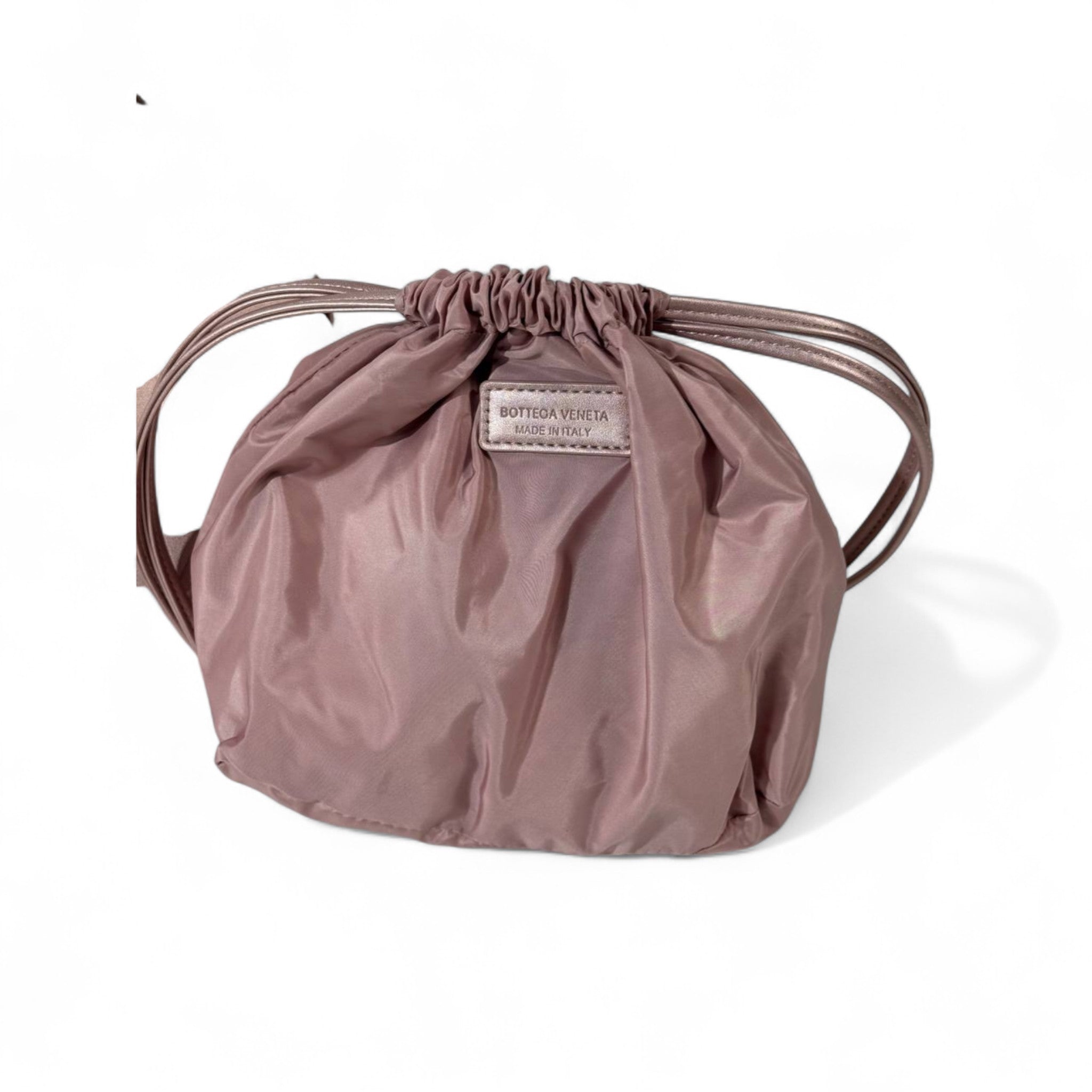 Bottega Veneta Style Woven Leather Geometric Handbag – Metallic Mauve with Inner Pouch