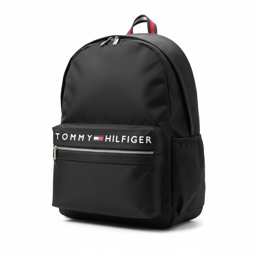 Tommy Hilfiger Black Logo Backpack 🎒 | Classic Everyday Travel & School Bag