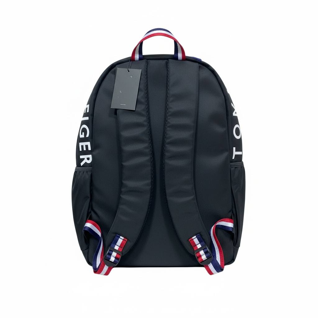 Tommy Hilfiger Black Logo Backpack 🎒 | Classic Everyday Travel & School Bag