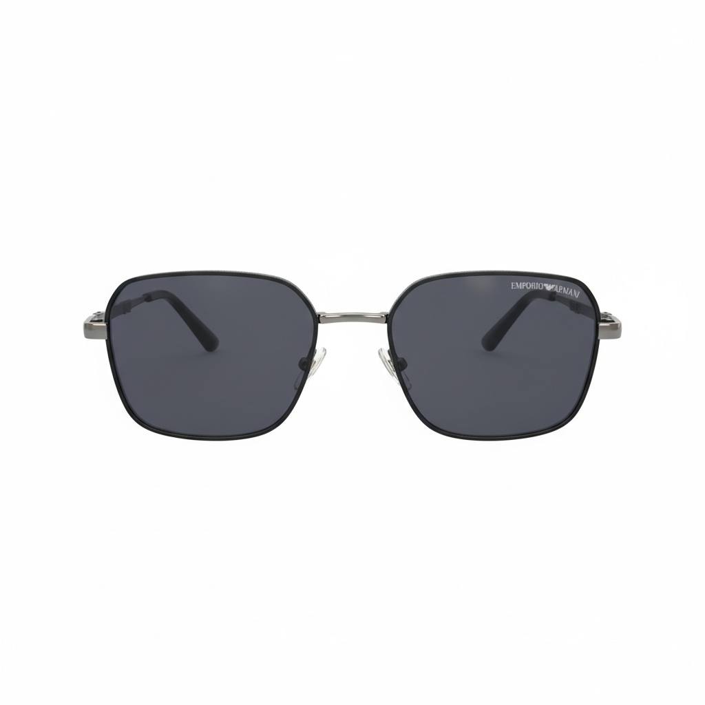 Emporio Armani Gunmetal Square Sunglasses 🖤 | Premium Metal Frame with Dark Lenses