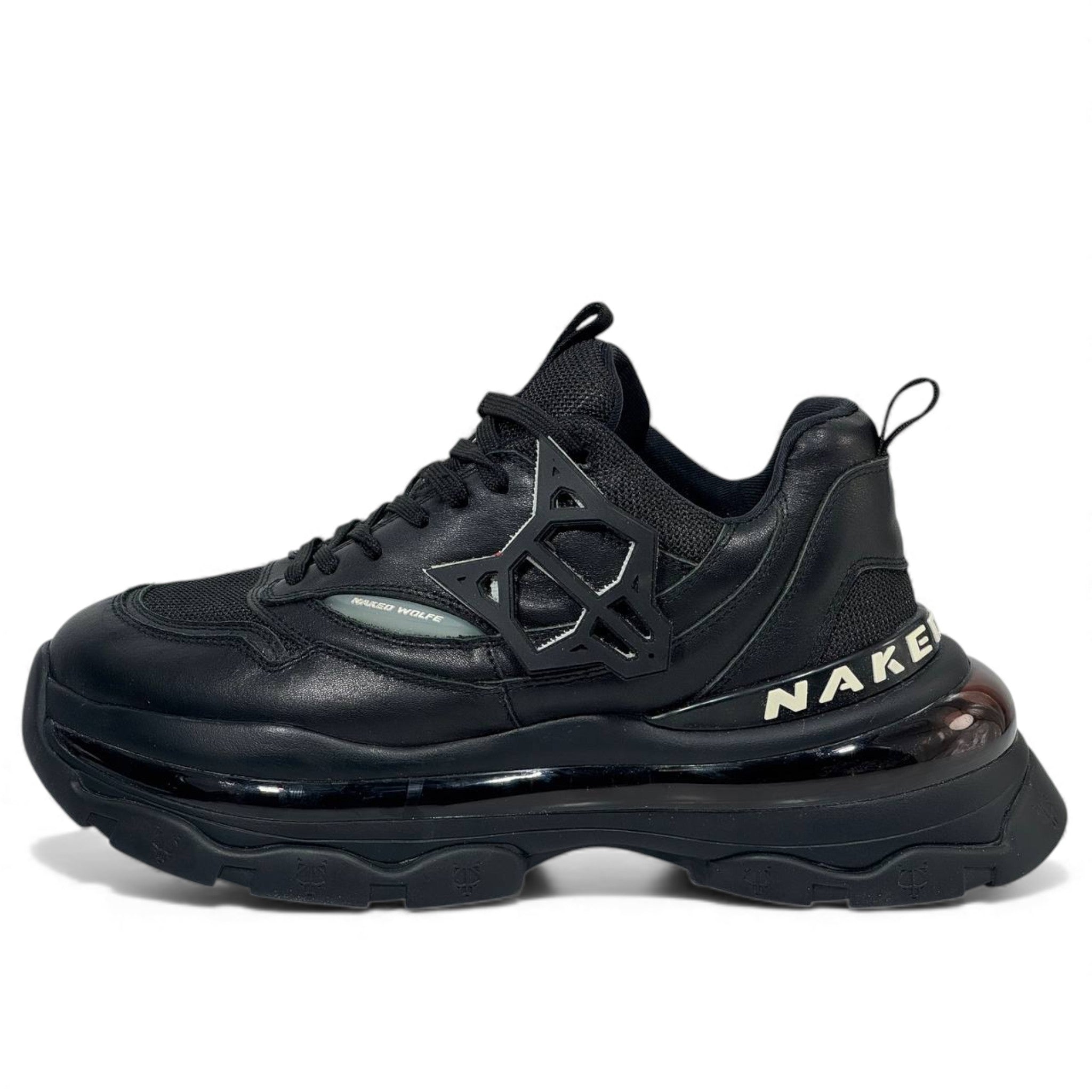 ⚡ Naked Wolfe All-Black Chunky Sneakers – Bold Power Street Luxe 👟