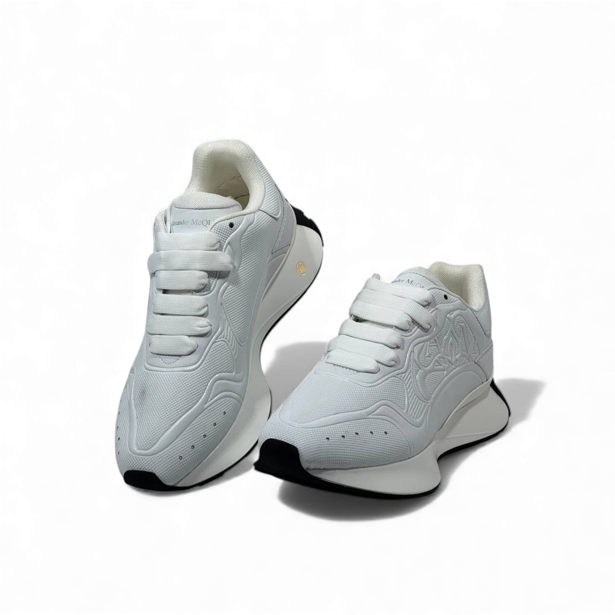 🤍 Alexander McQueen Sprint Runner White Sneakers – Pure Minimal Luxury 👟
