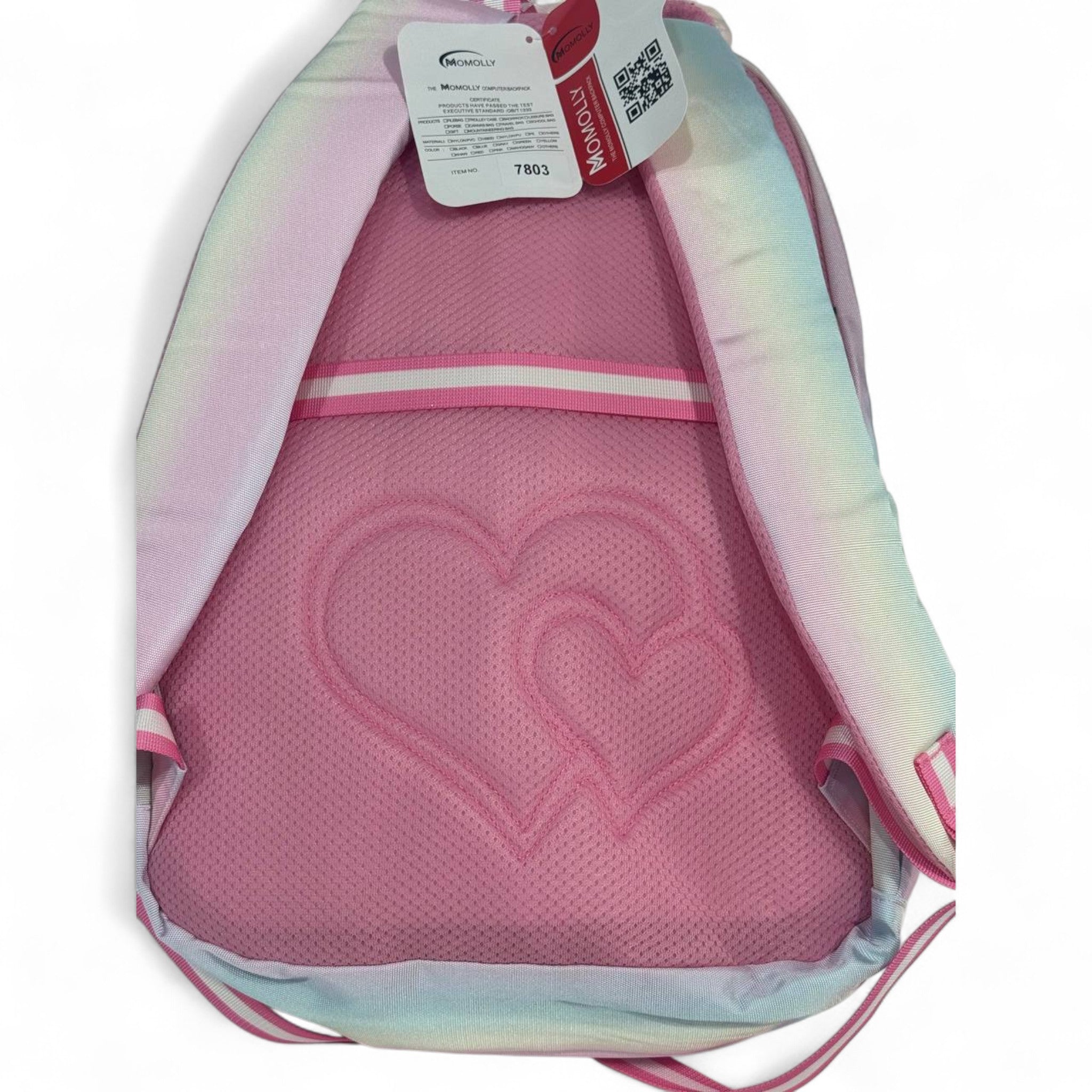 🦄 Momolly Rainbow Sparkle Pastel Backpack – For Girls 🌈✨