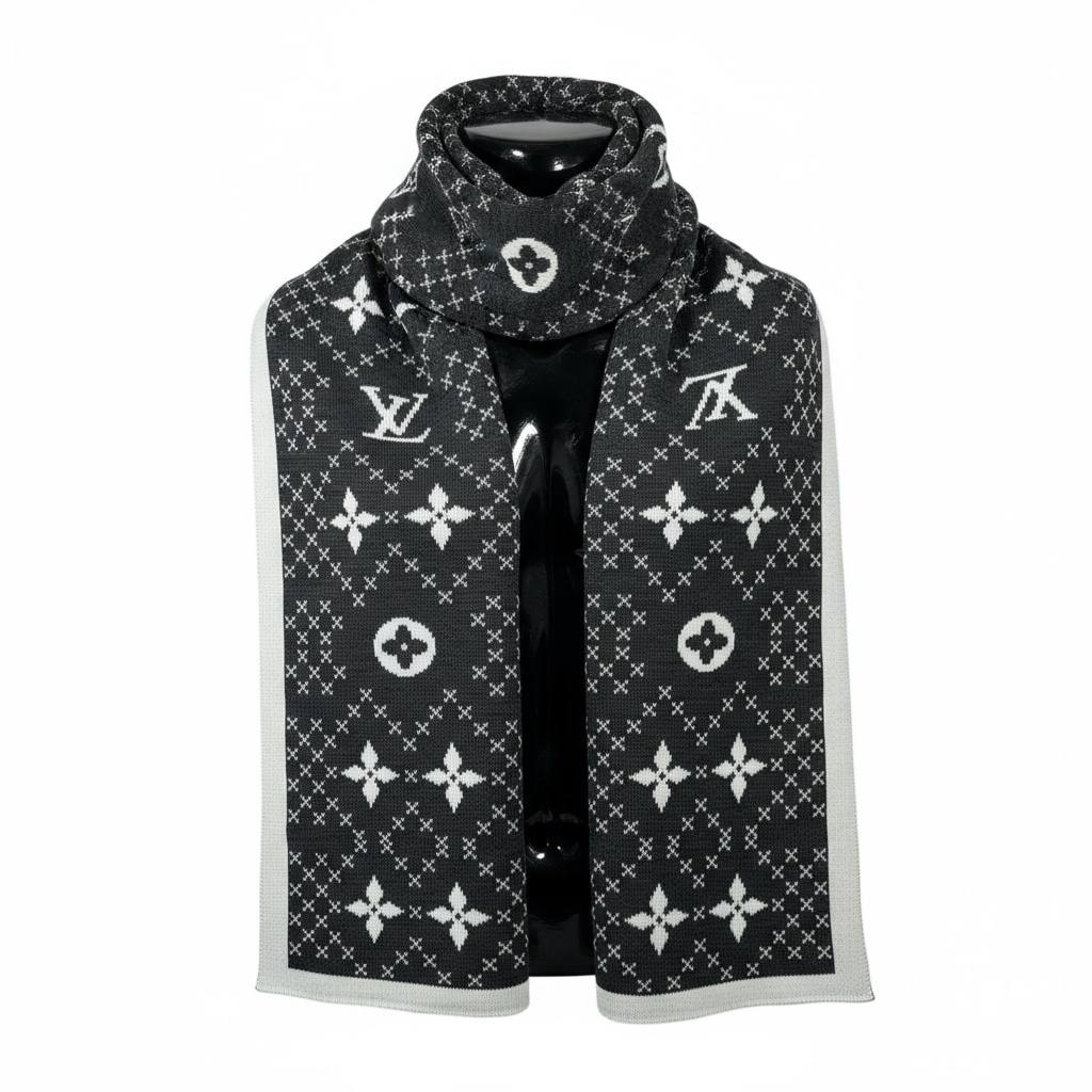 🖤 Louis Vuitton Monogram Eclipse Scarf | Black & Grey Wool