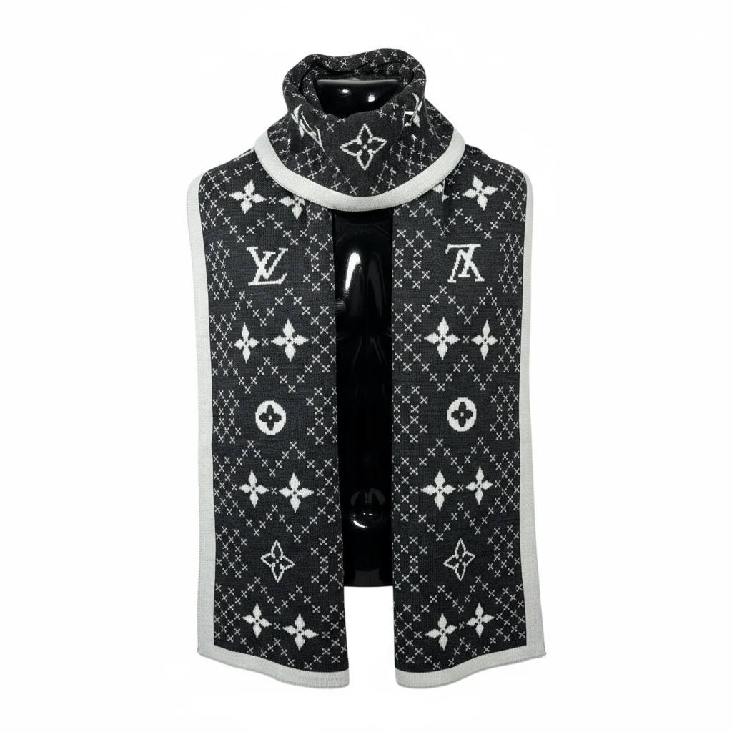 🖤 Louis Vuitton Monogram Eclipse Scarf | Black & Grey Wool