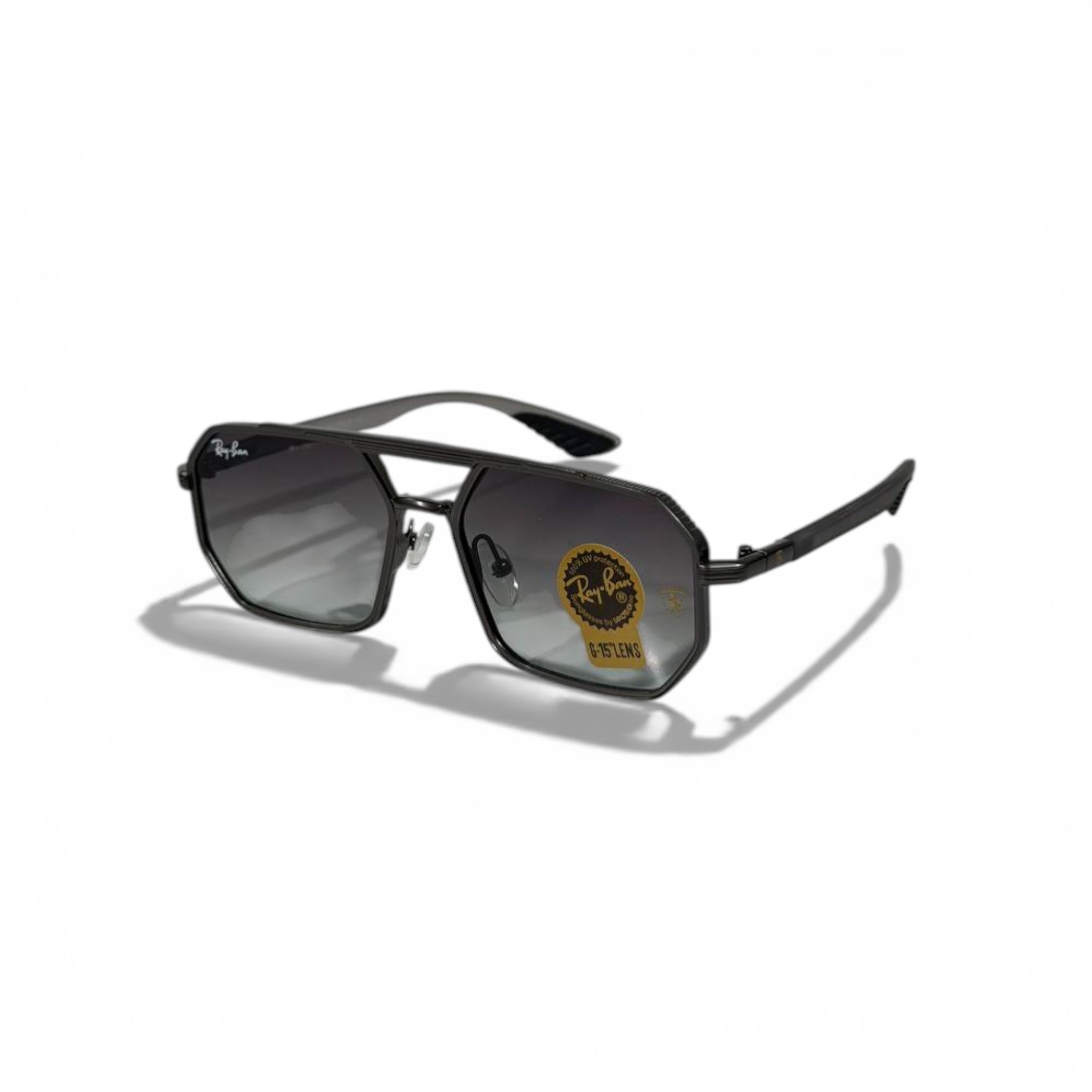 Ray-Ban Black Geometric Aviator Sunglasses – G-15 Lens Edition 🕶️🖤