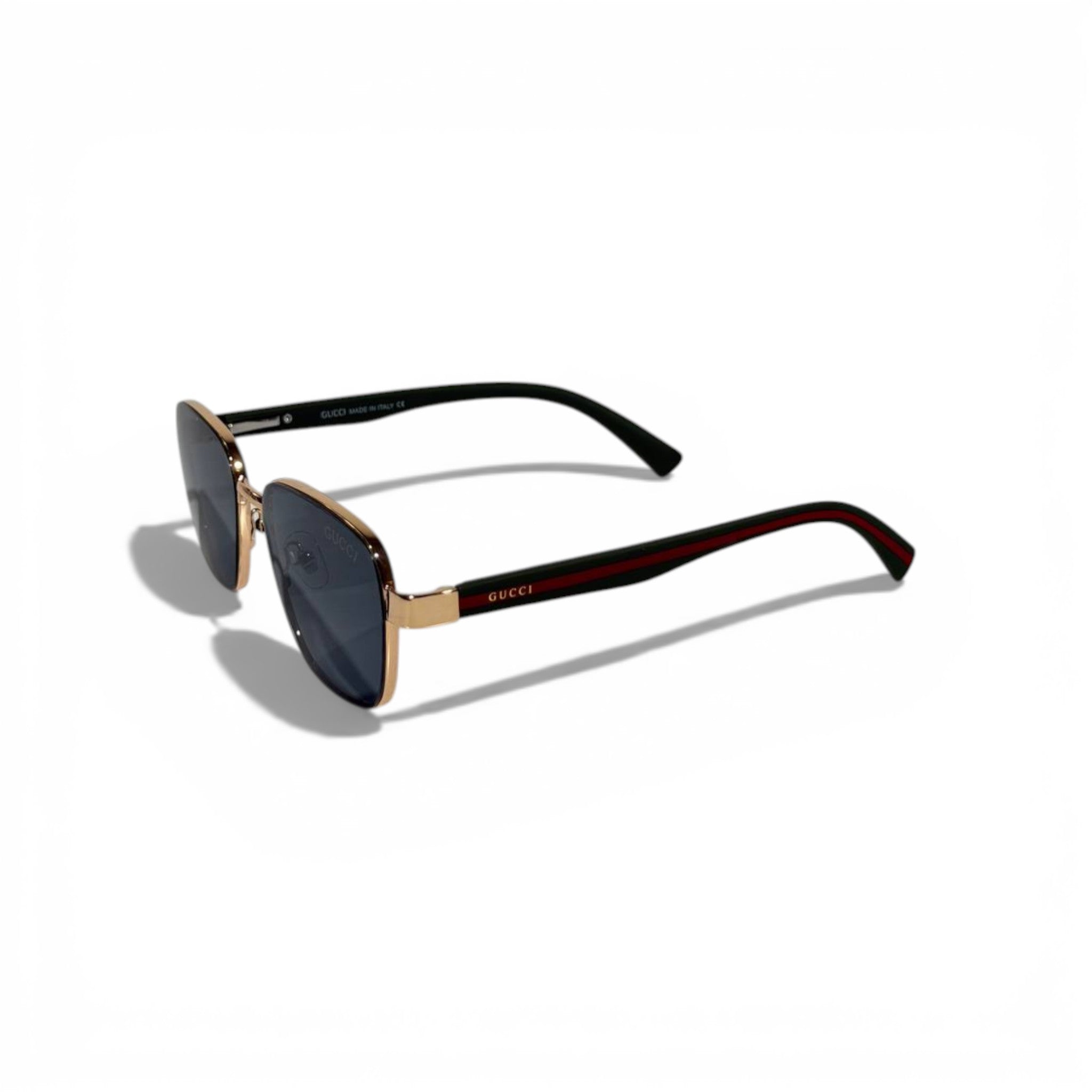 GUCCI Gold Square Sunglasses with Web Stripe Temples 🕶️✨