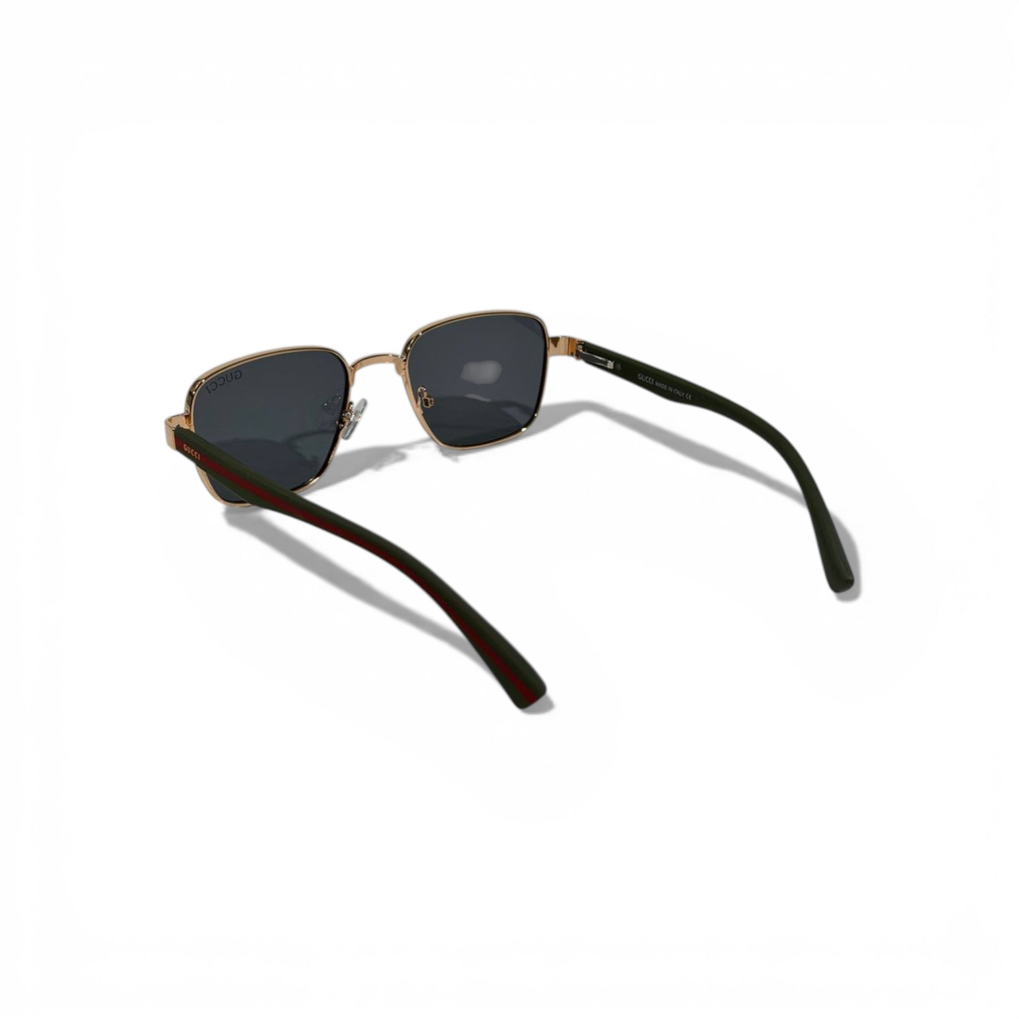 GUCCI Gold Square Sunglasses with Web Stripe Temples 🕶️✨