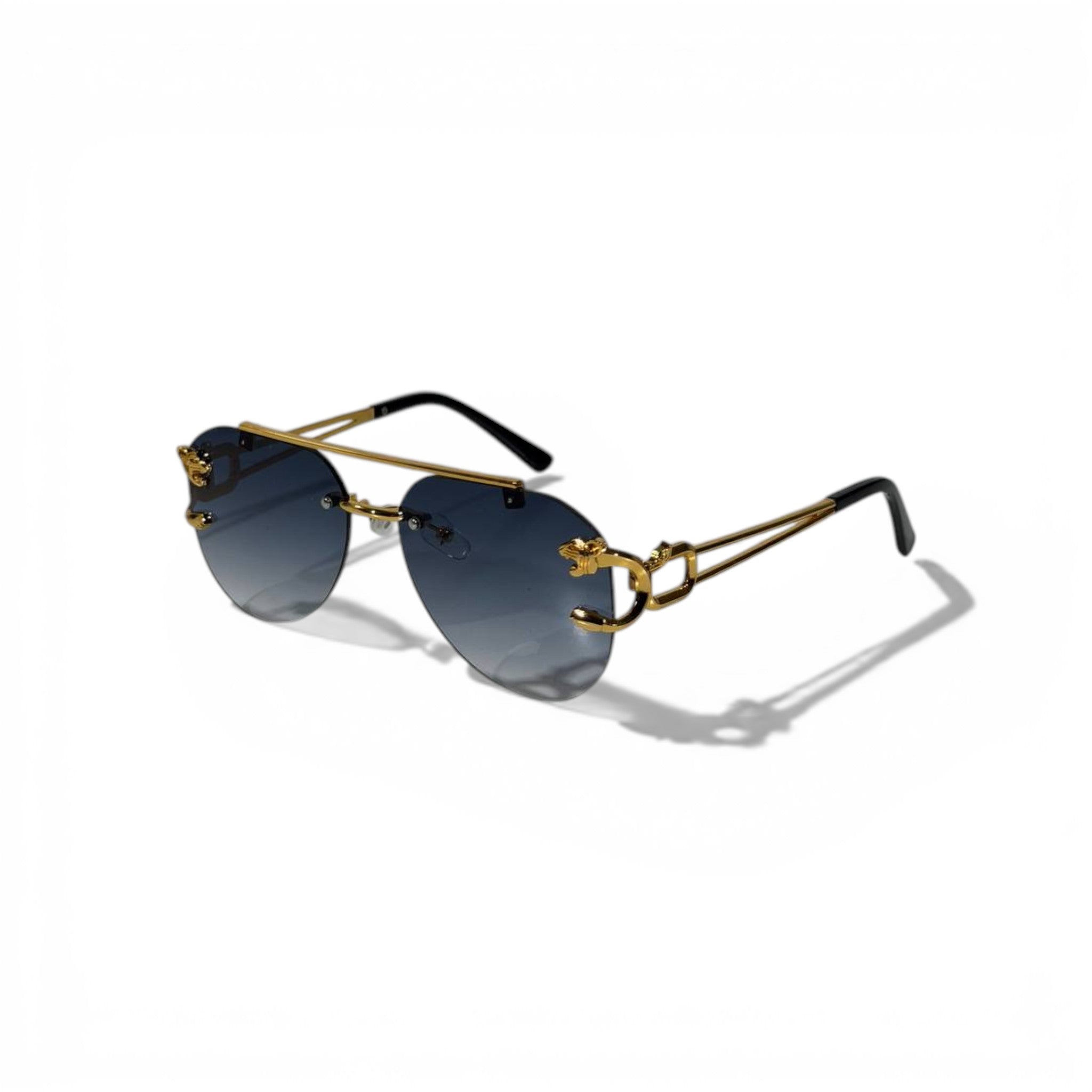 Roberto Cavalli Rimless Aviator Sunglasses – Gold & Blue Gradient Edition ✨🕶️