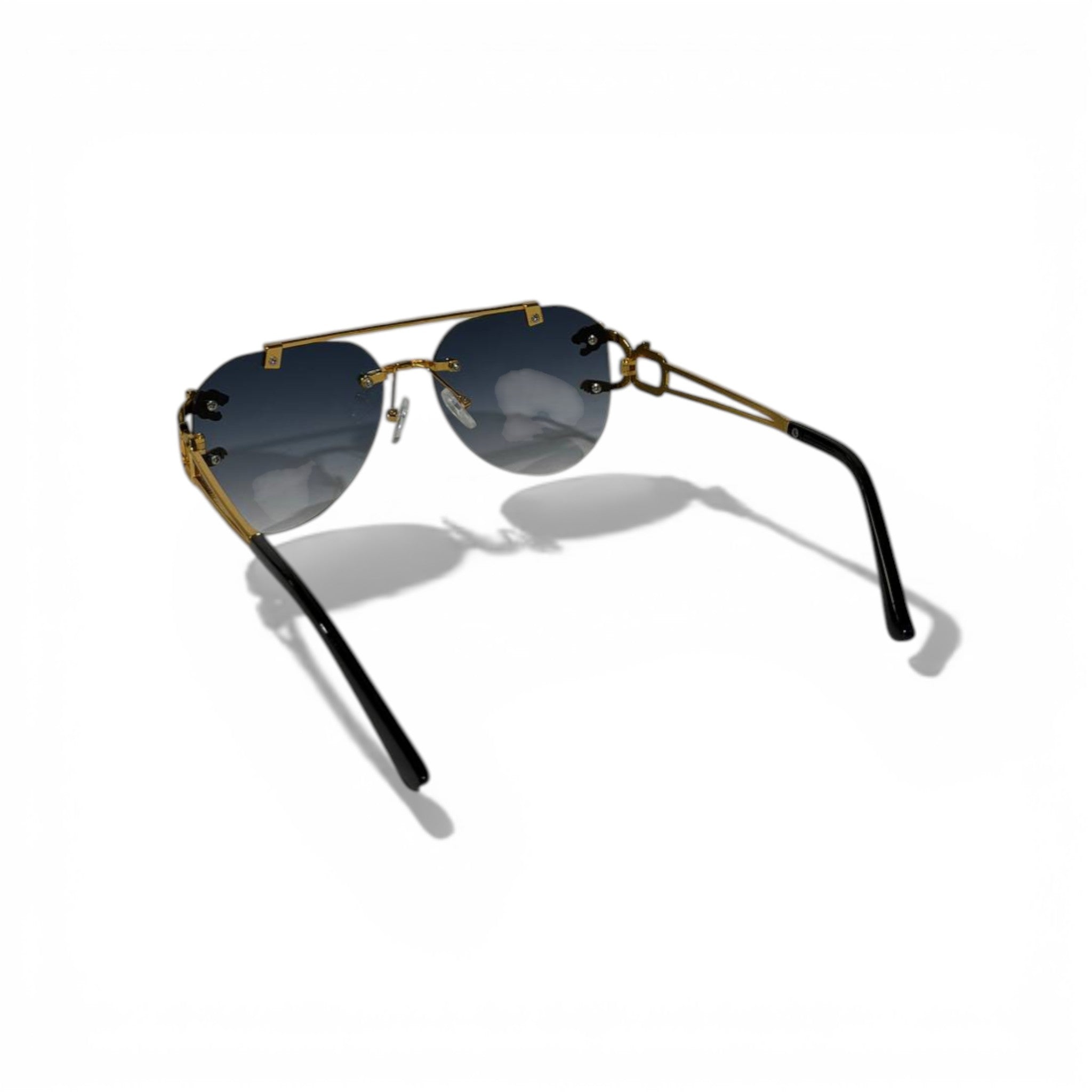 Roberto Cavalli Rimless Aviator Sunglasses – Gold & Blue Gradient Edition ✨🕶️