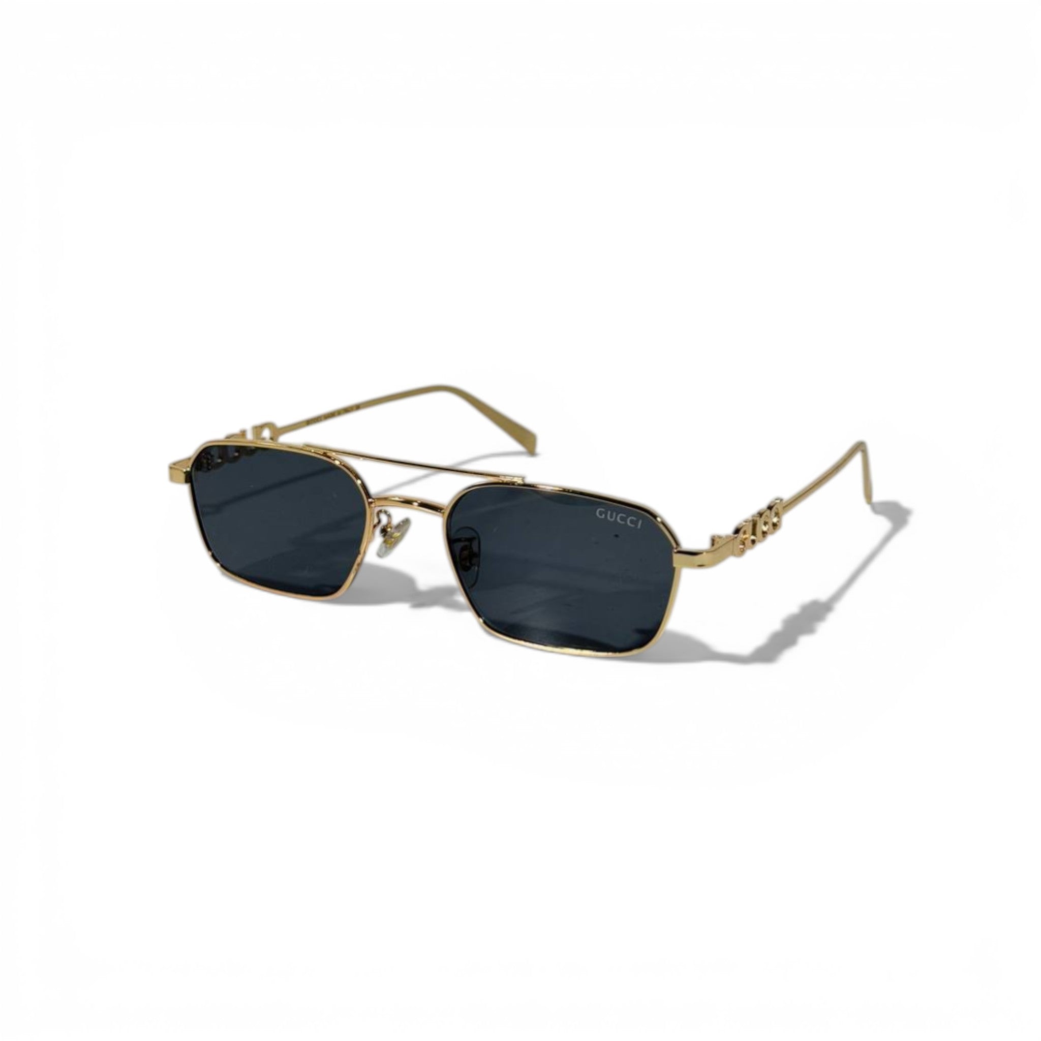 Gucci Rectangular Gold Sunglasses – Blue Lens Edition ✨🕶️