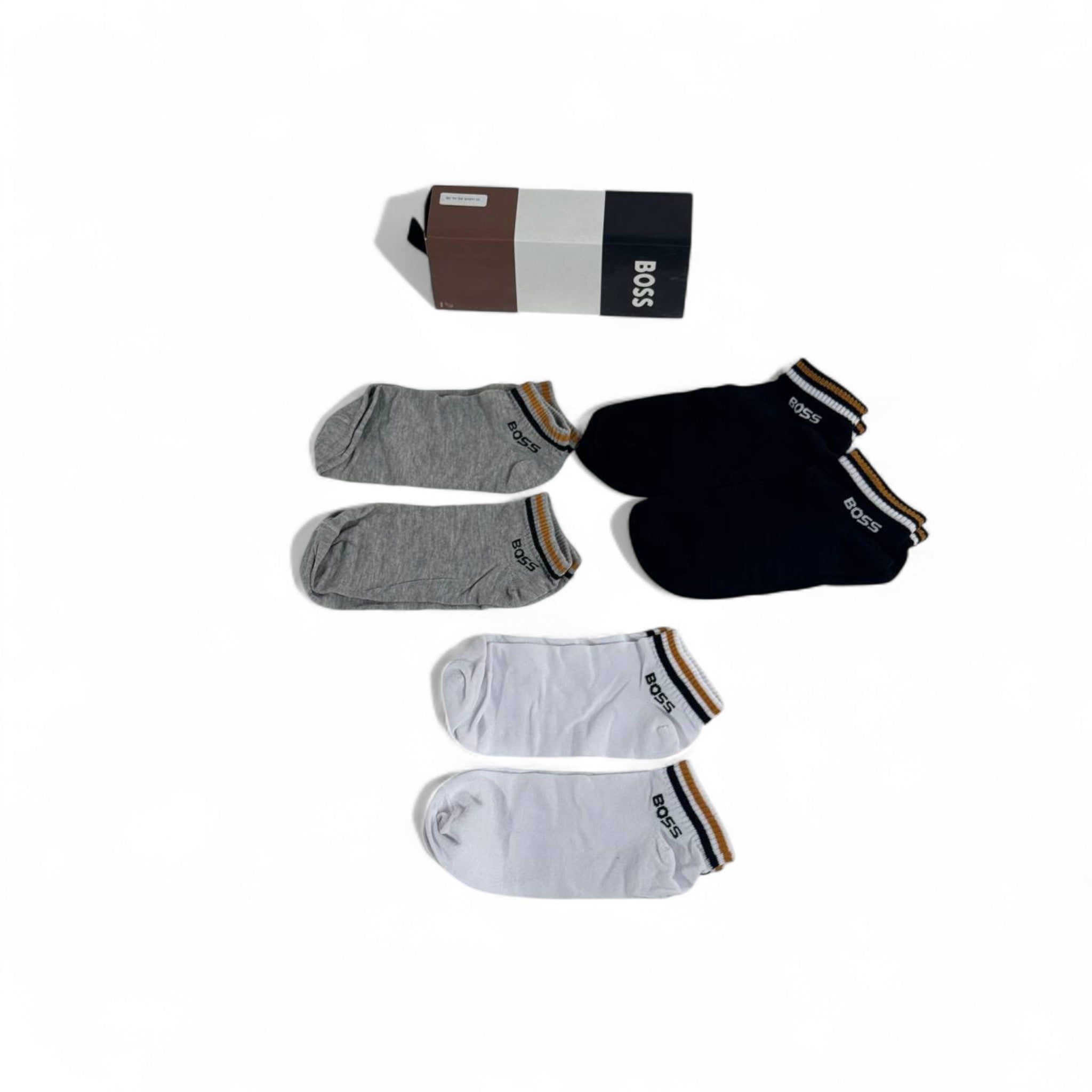 🧦 Hugo Boss Low-Cut Socks Set – 6 Pairs (White, Grey, Black) ✨