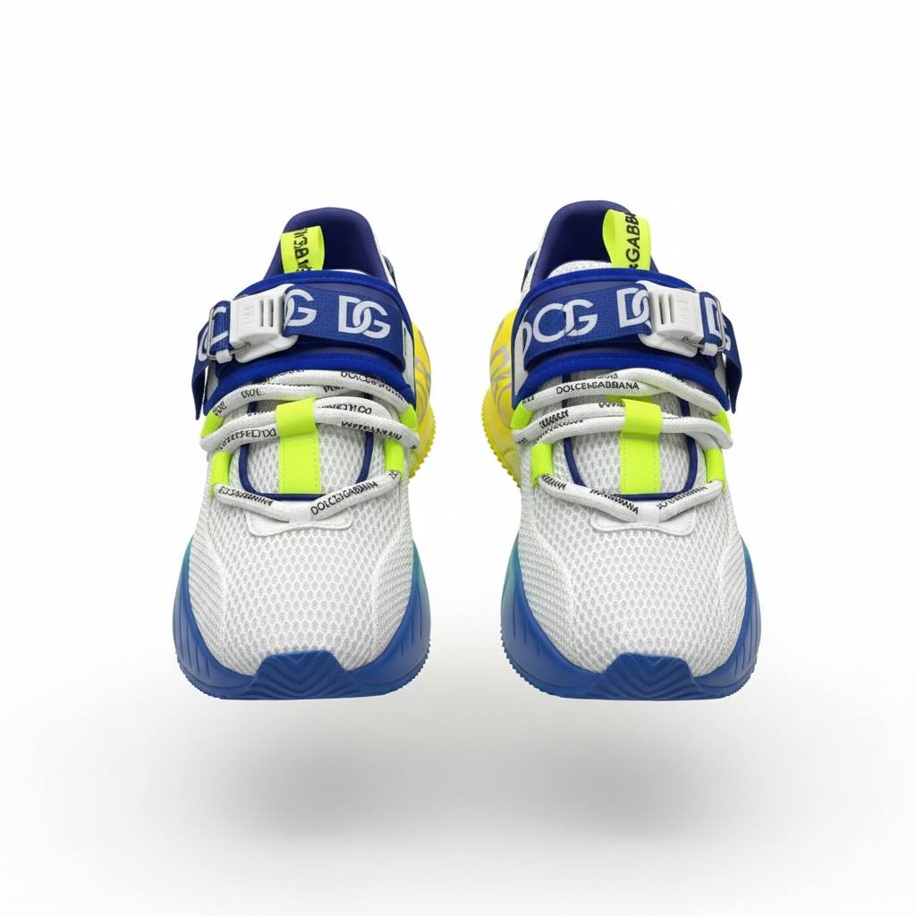 Dolce & Gabbana White Neon Gradient Sneakers 🤍💛💙 | Bold Luxury Street Vibes 👟🔥
