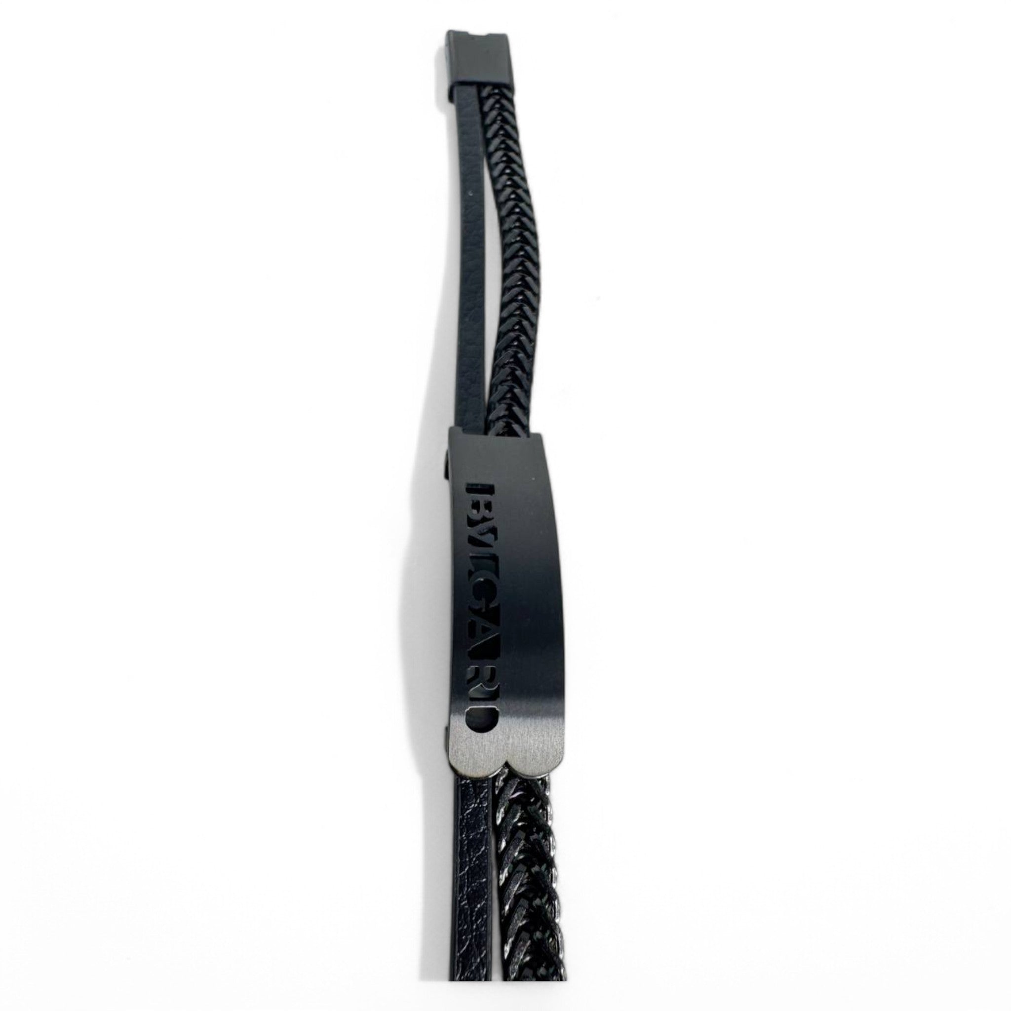 Versace-Inspired Black Braided Leather Bracelet