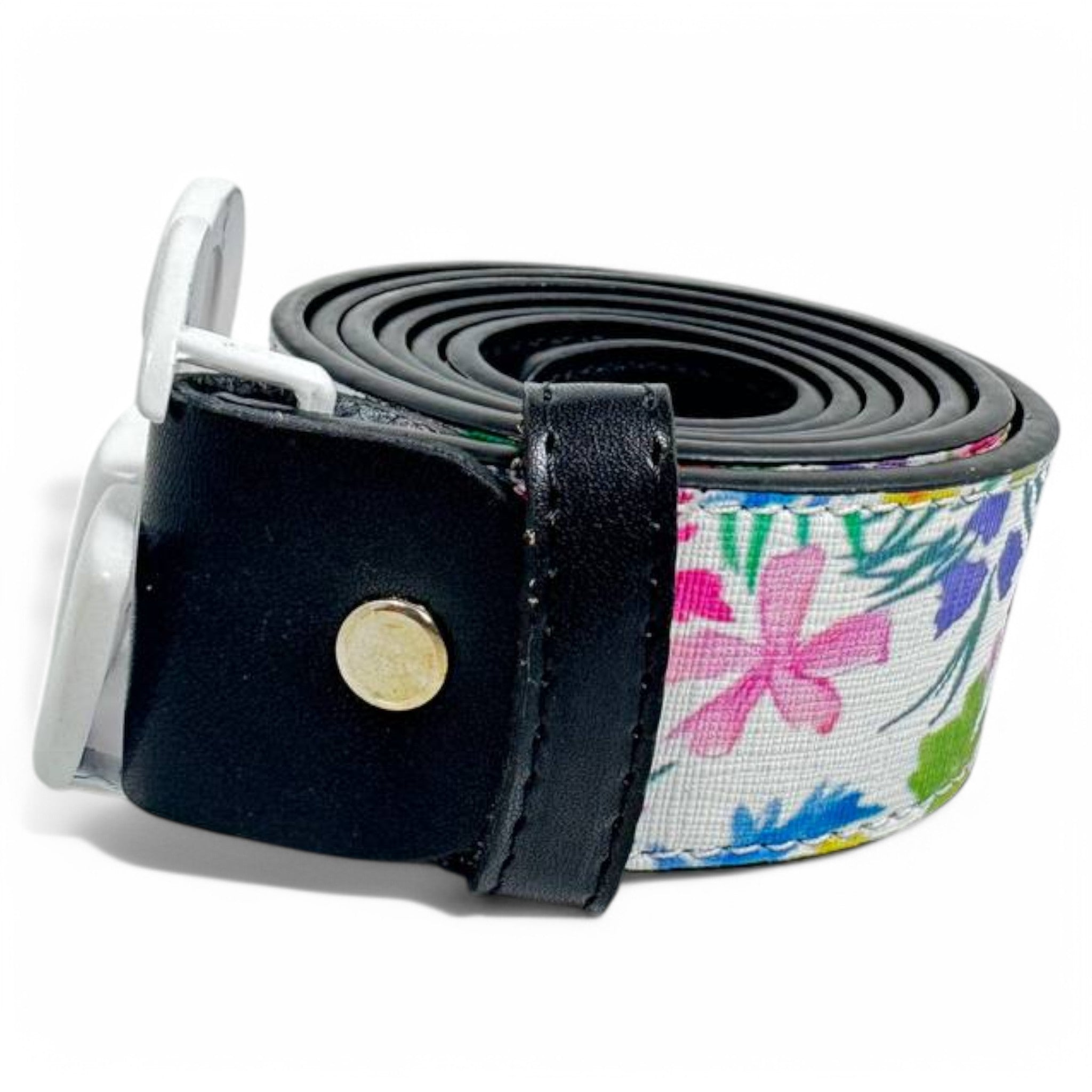 Gucci Floral Print Belt with Matte White GG Buckle