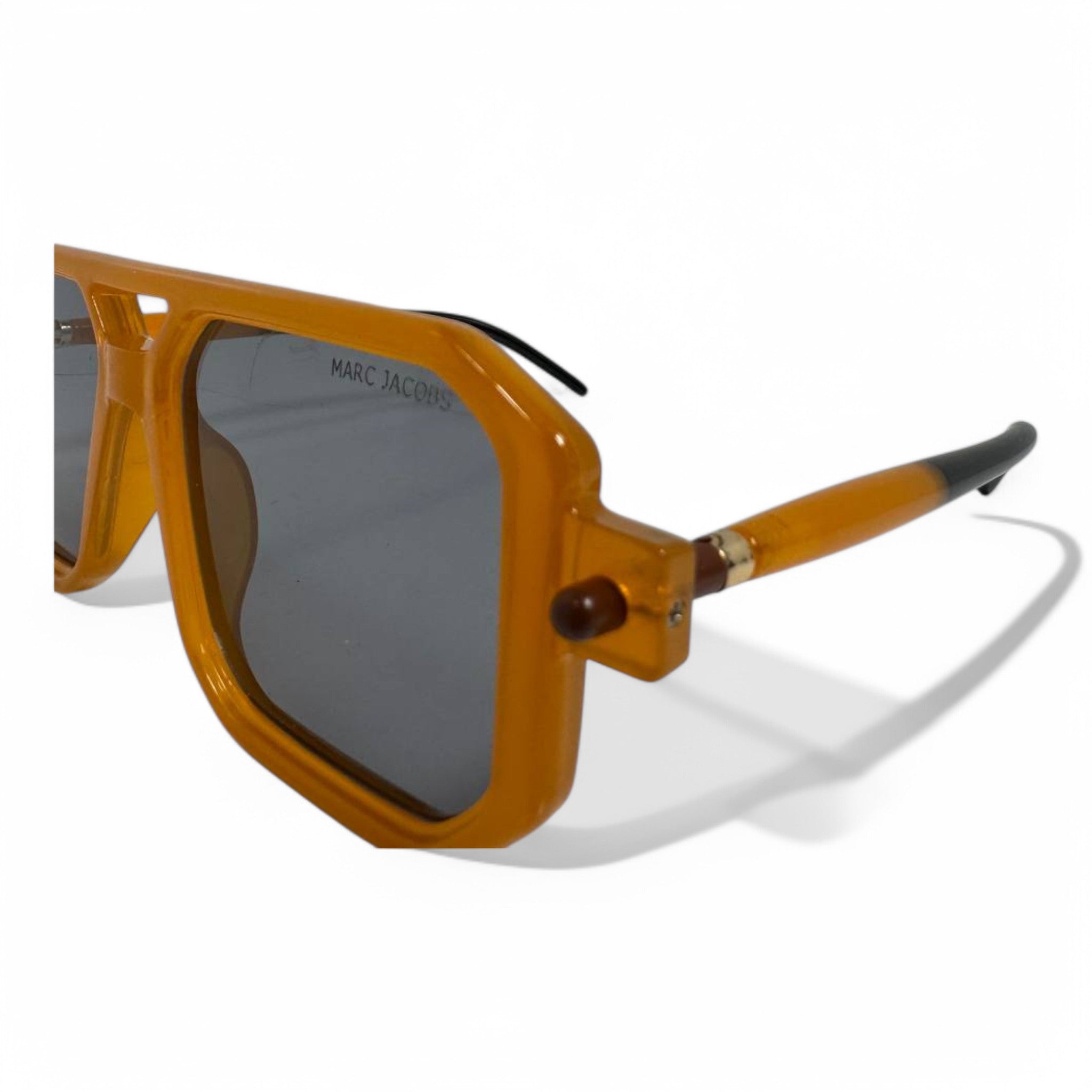 Marc Jacobs Geometric Sunglasses – Amber Frame with Dark Lenses
