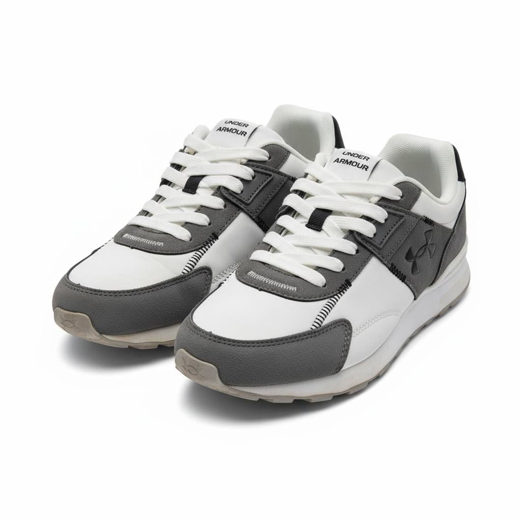Under Armour White & Grey Sneakers 🤍🩶👟 | Clean Sport Performance Style ⚡🔥