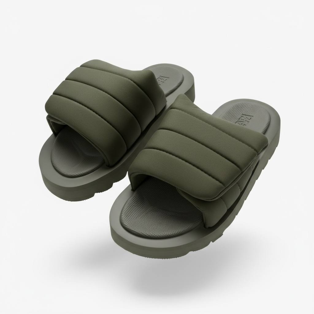 ZARA Olive Green Padded Slides 💚👣 | Minimal Summer Comfort 🌿☀️