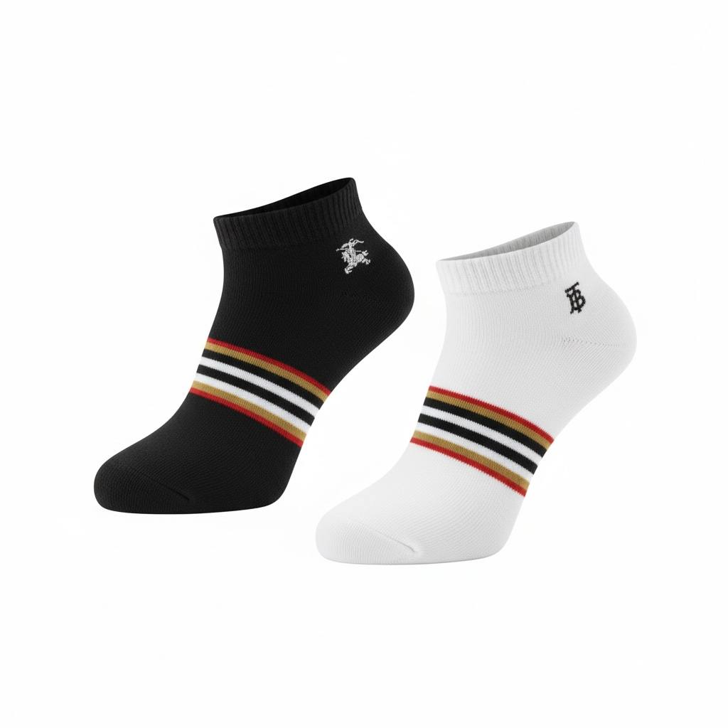 Burberry Classic Stripe Ankle Socks – Black & White Duo 🖤🤍✨