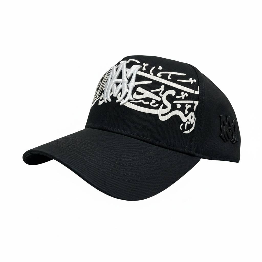 Amiri Arabic Logo Black Cap – Luxury Embroidered Edition 🖤✨