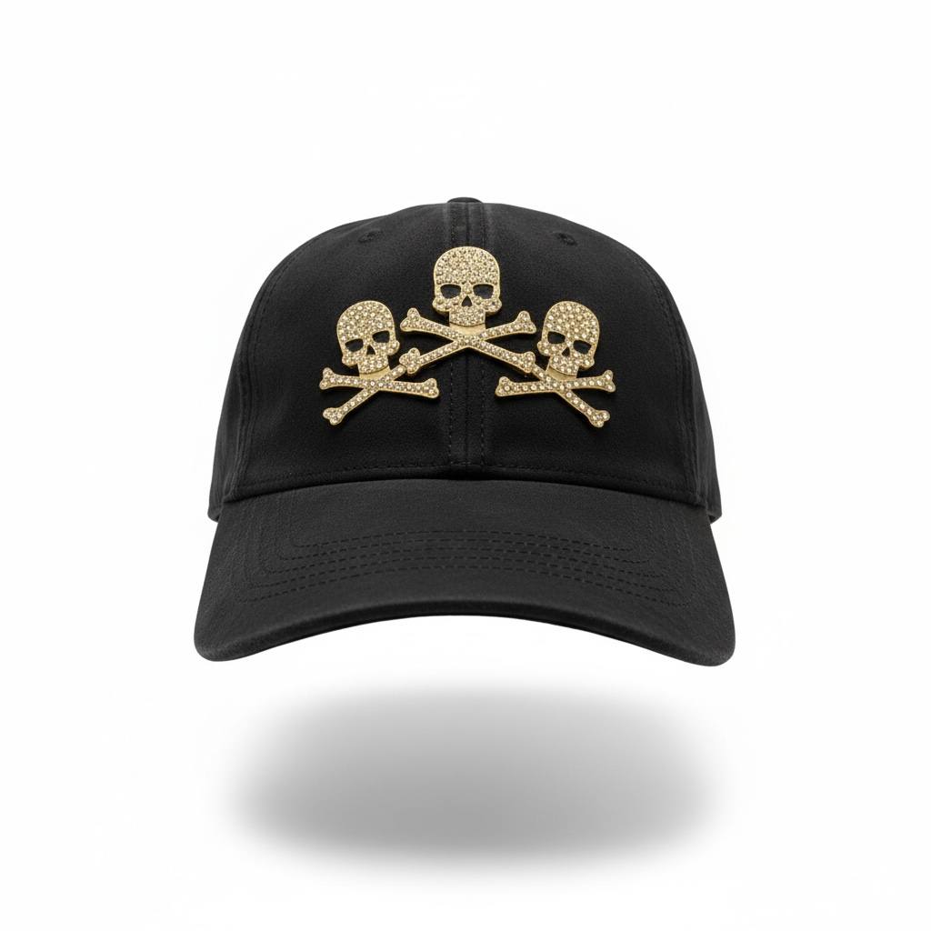 El Barbas Rose Gold Skulls Black Cap – Luxury Edition 💀✨
