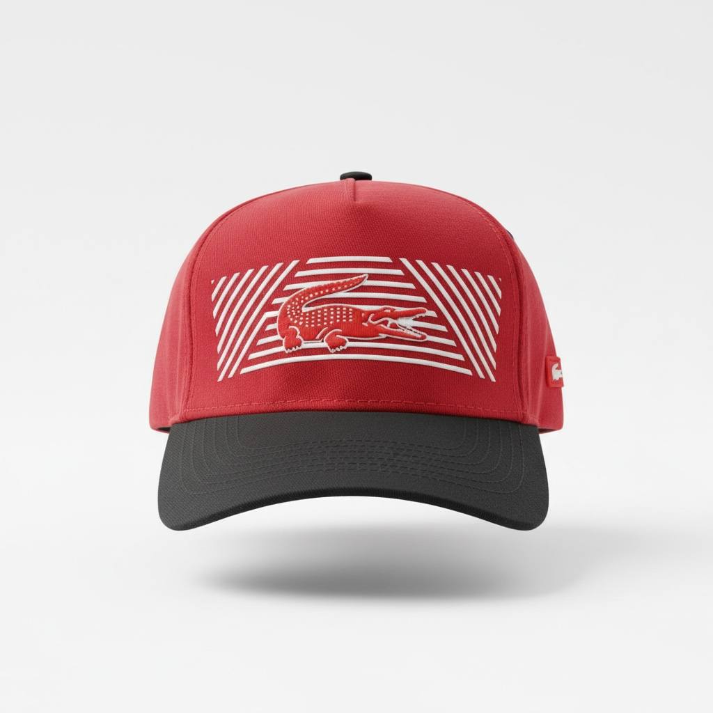 Lacoste Red & Black Croc Graphic Cap 🐊🔥 | Bold Street Statement