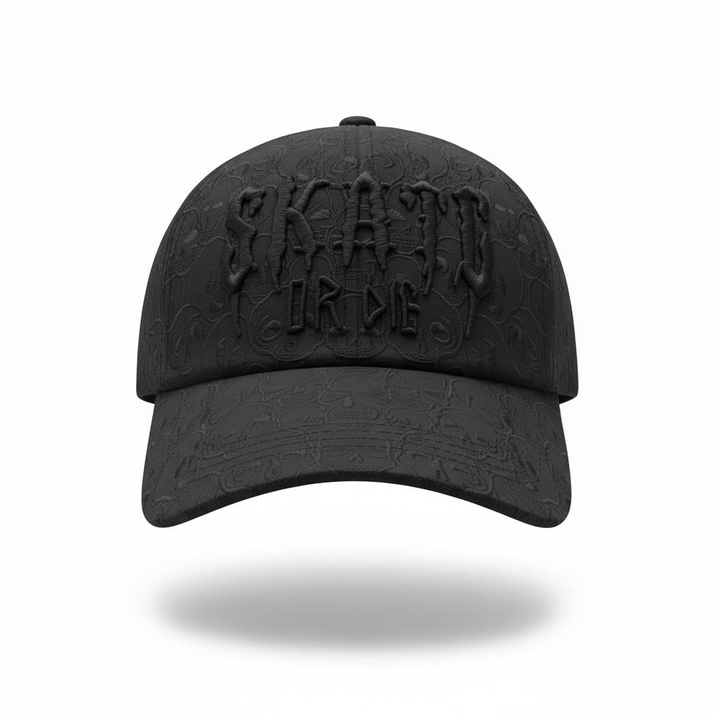 El Barbas “Skull Drop” Black Cap – Full Embossed Edition 🖤🔥
