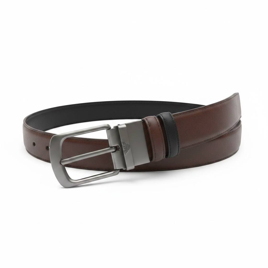 ✨ Emporio Armani Reversible Leather Belt 120CM – Black & Brown