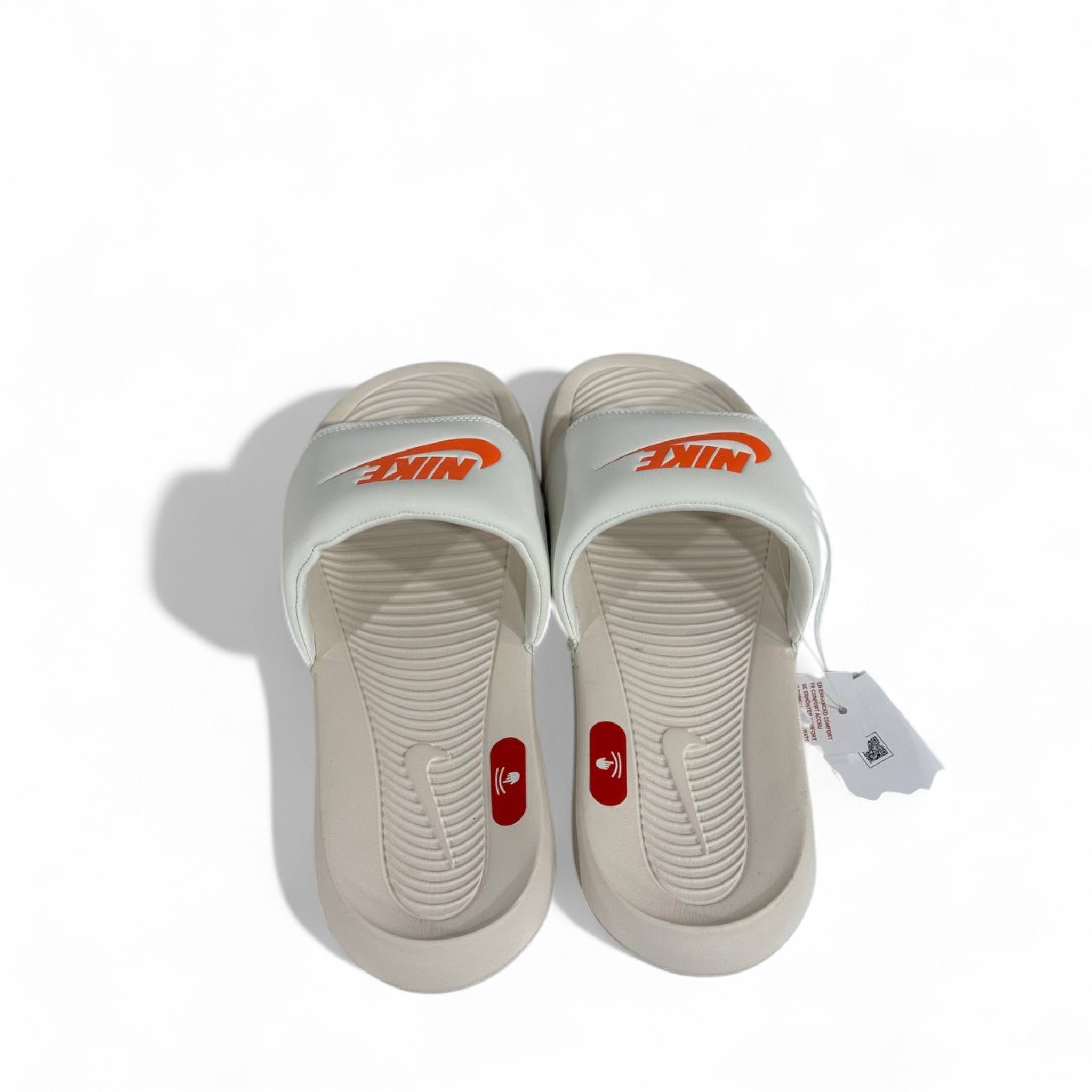 ⚪ Nike Tech White & Orange Slides | Fresh Comfort & Sporty Style
