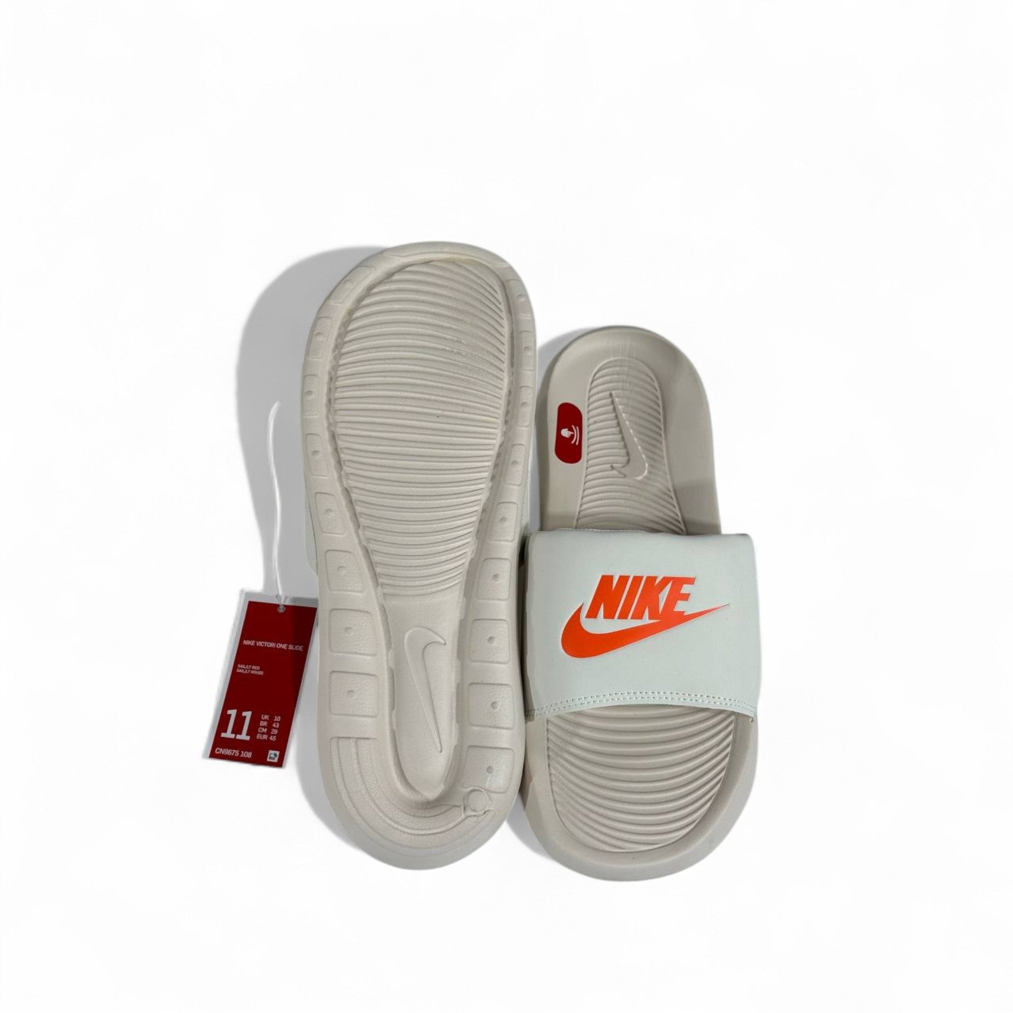 ⚪ Nike Tech White & Orange Slides | Fresh Comfort & Sporty Style