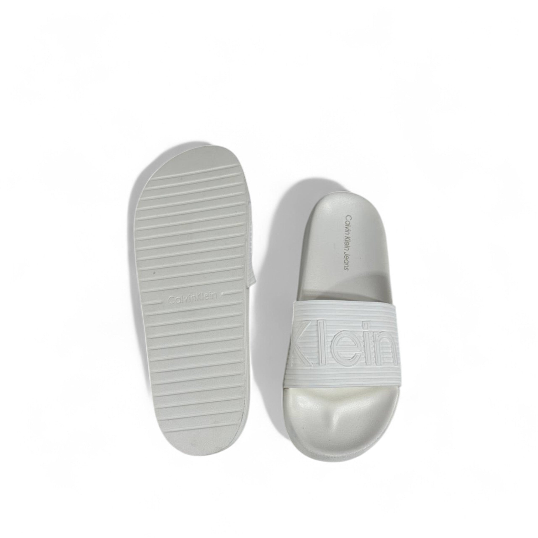 🤍 Calvin Klein Jeans White Slides | Minimalist Comfort & Modern Style