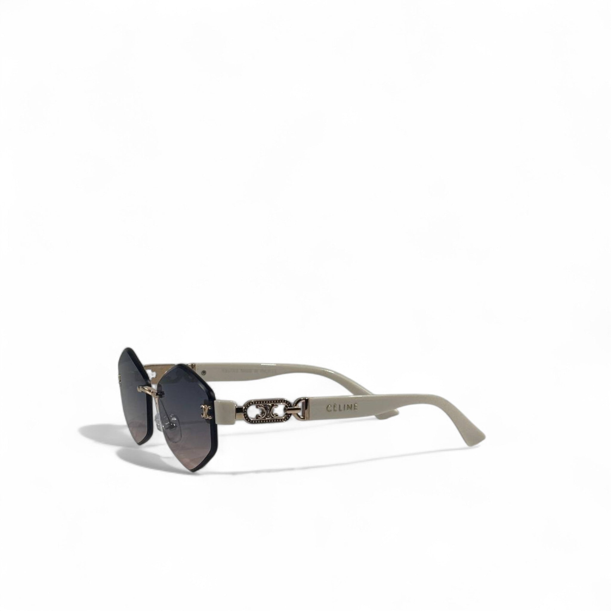✨ Céline Triomphe White & Gold Geometric Sunglasses – Parisian Elegance