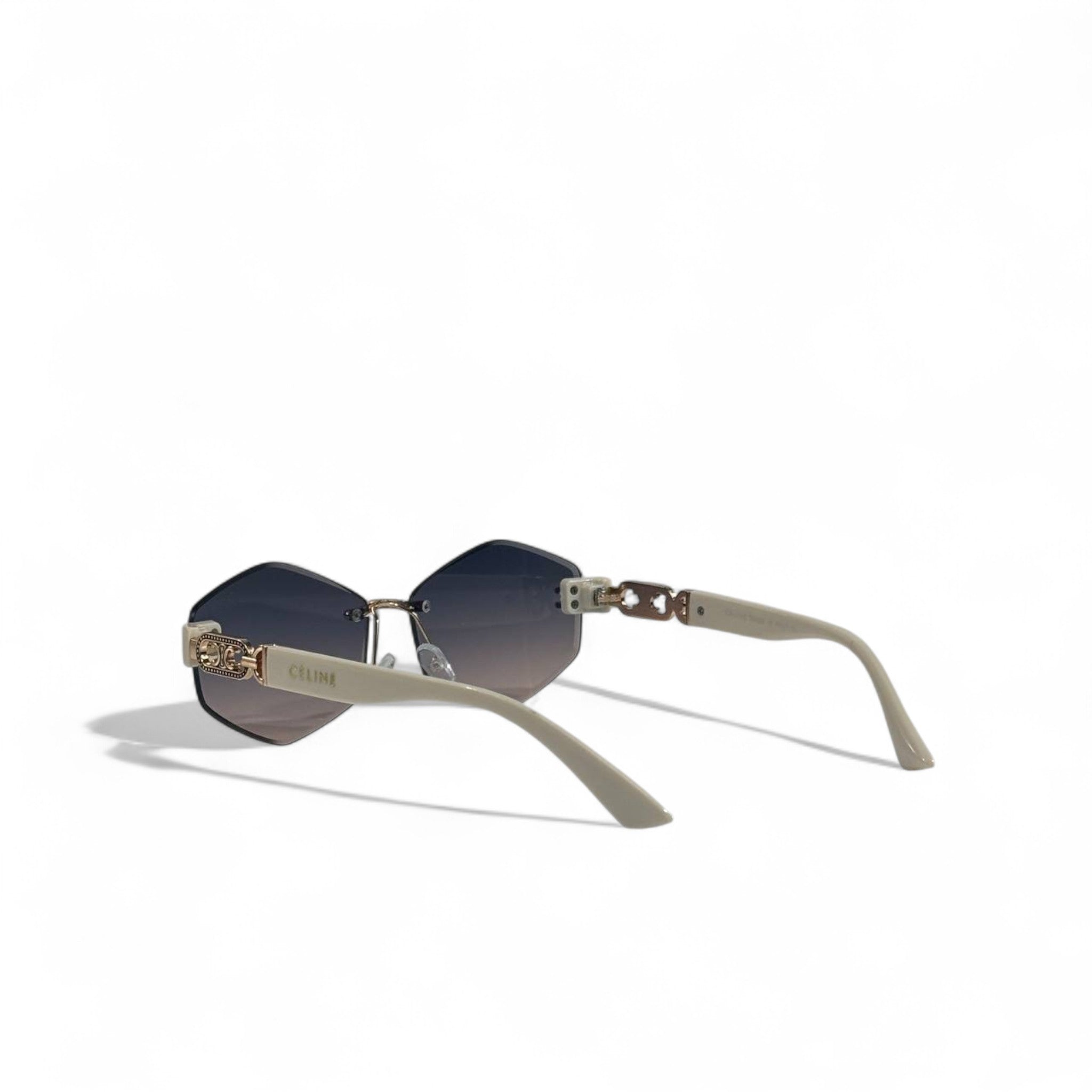 ✨ Céline Triomphe White & Gold Geometric Sunglasses – Parisian Elegance