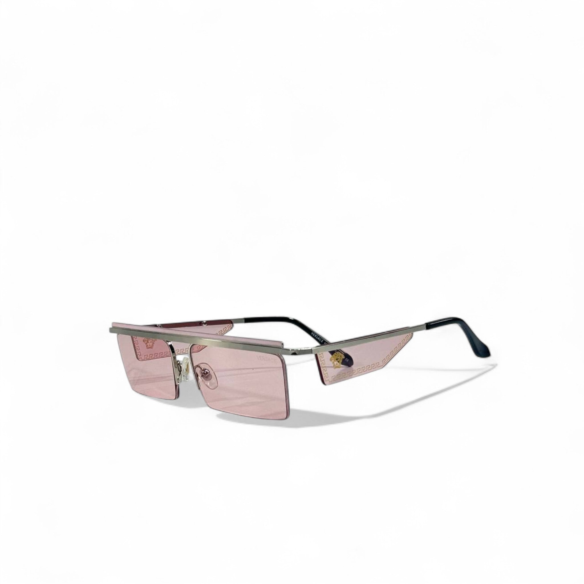 ✨ Versace Pink Shield Rectangular Sunglasses – Futuristic Edge
