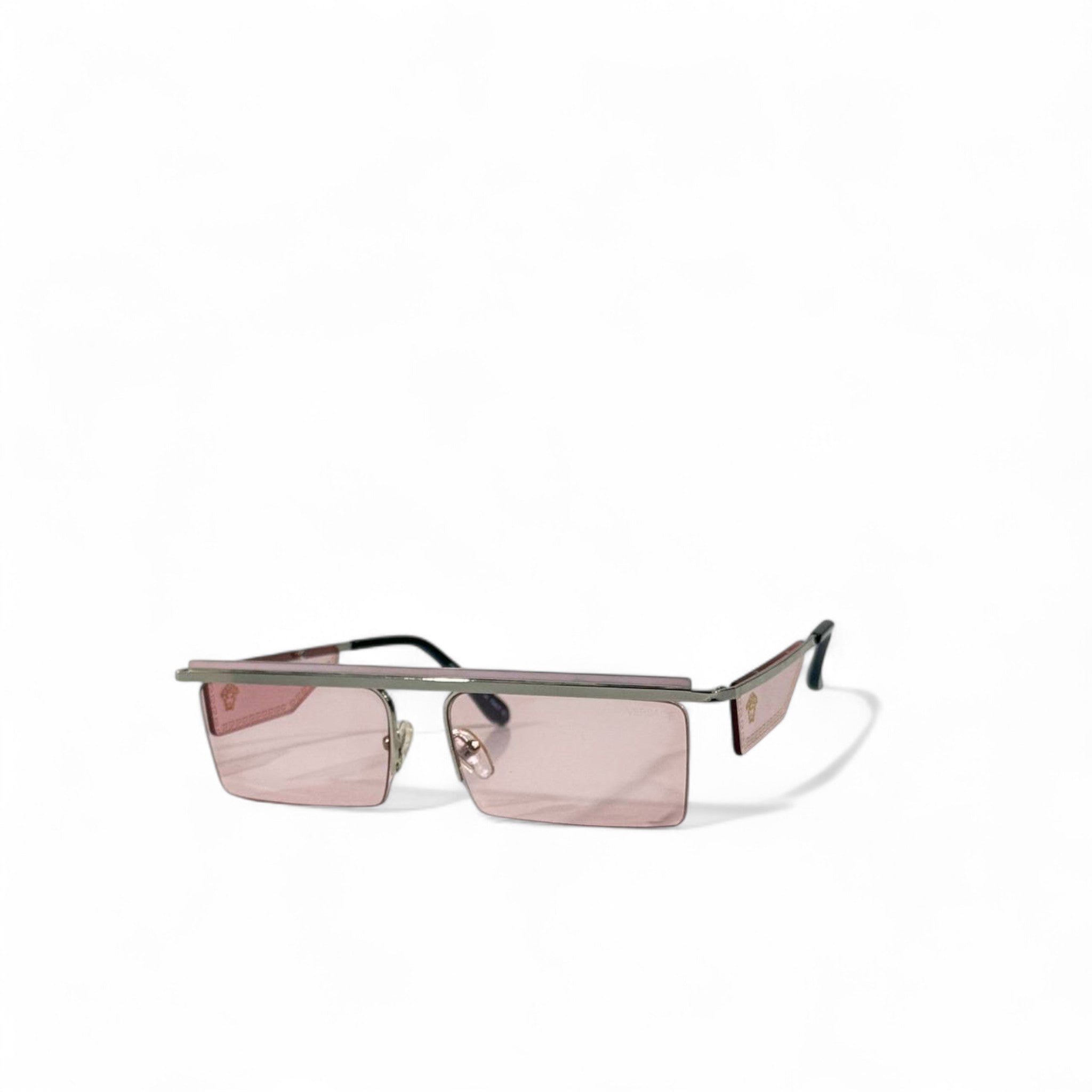 ✨ Versace Pink Shield Rectangular Sunglasses – Futuristic Edge