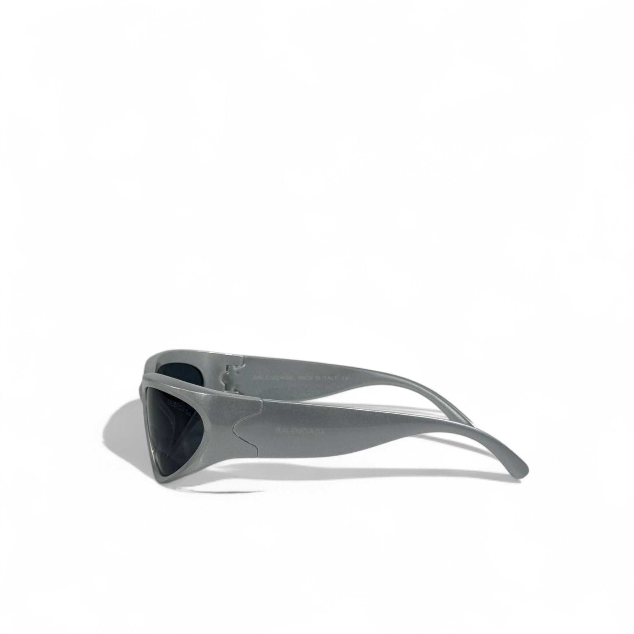 ⚡ Balenciaga Silver Wrap Sunglasses – Futuristic Street Luxury