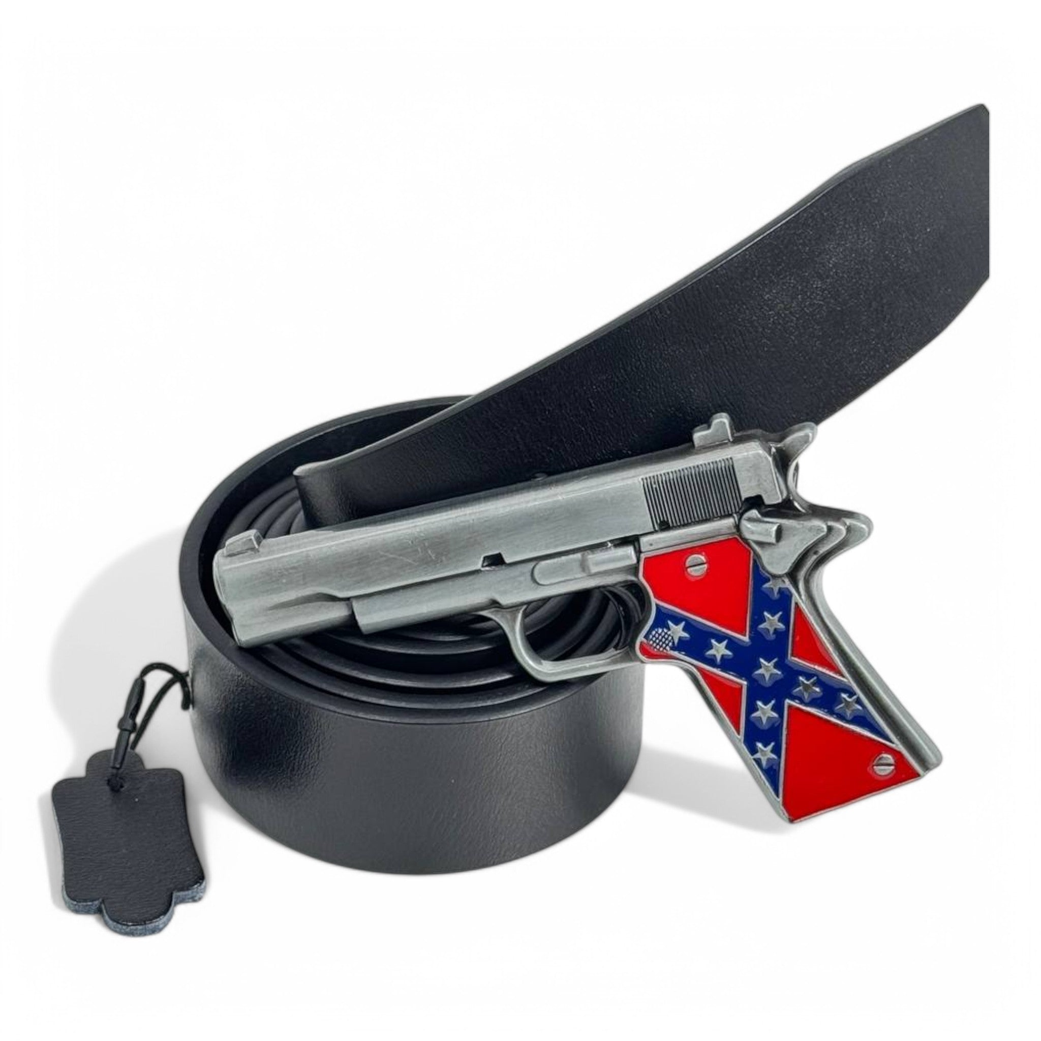 Vintage Gun Belt with Confederate Flag Grip – Western Cowboy Style