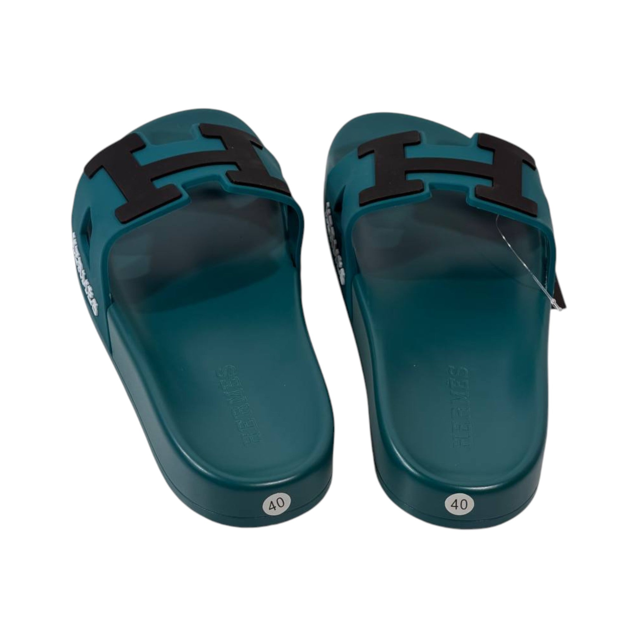 Hermes Chypre Slides – Deep Teal Luxury Edition 💙✨