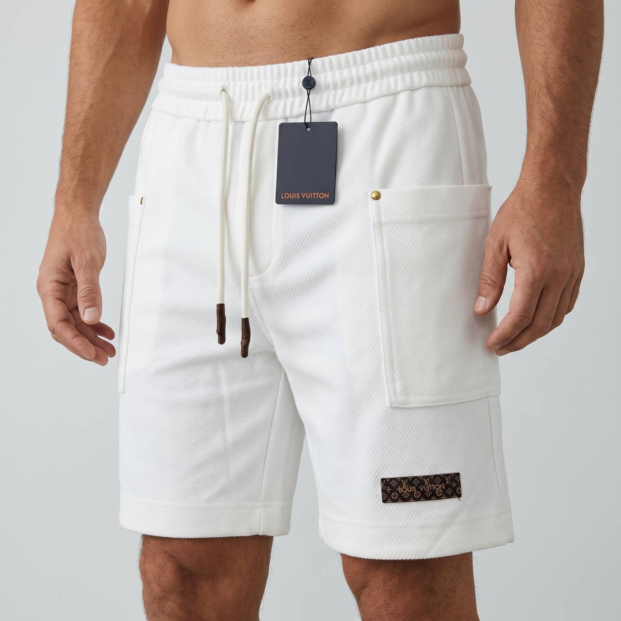 Louis Vuitton Monogram Utility Shorts – White Luxury Edition 🤍✨