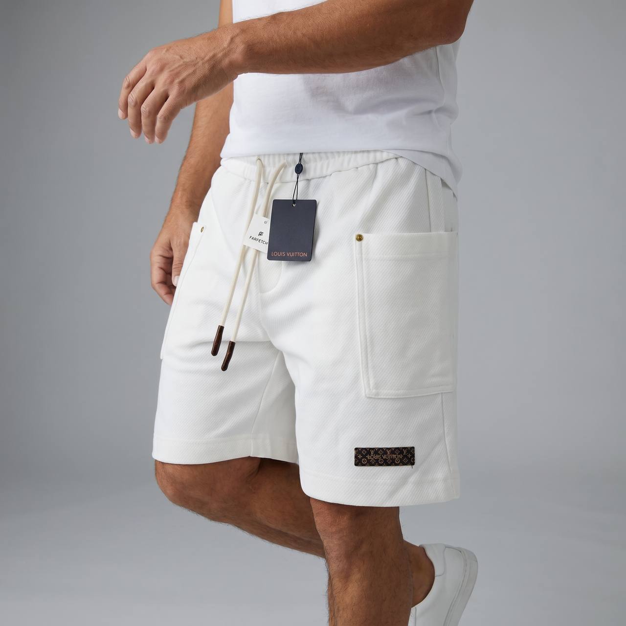 Louis Vuitton Monogram Utility Shorts – White Luxury Edition 🤍✨