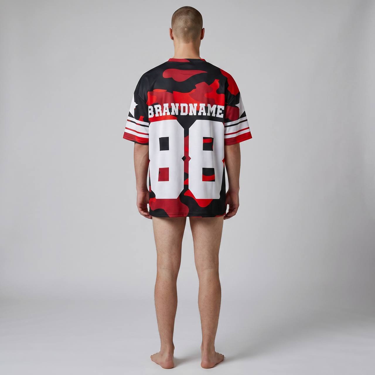 🔥 88 Red Camo Oversized Football Jersey – Bold Streetwear Sports Edition 🏈