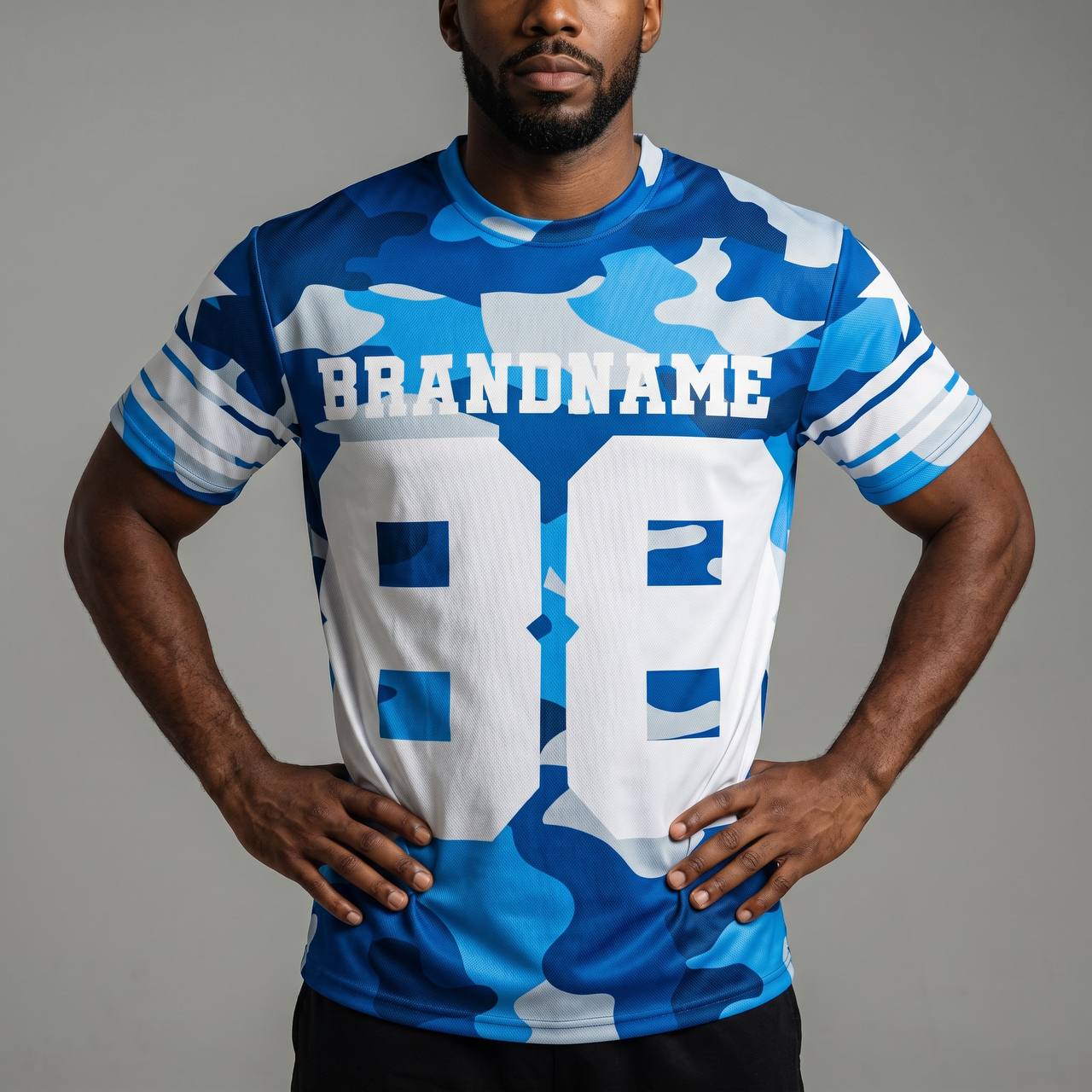 💙 Blue Camo 88 Oversized Football Jersey – Streetwear Sports Statement Edition ⚡